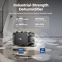 Vista 2 de ALORAIR Deshumidificadores de espacio de arrastre, deshumidificador comercial de 145 pintas para sótanos con manguera de drenaje, deshumidificador