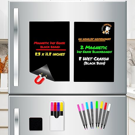 Howlin' Homewares Twin-Pack Magnetic Chalkboard for Fridge