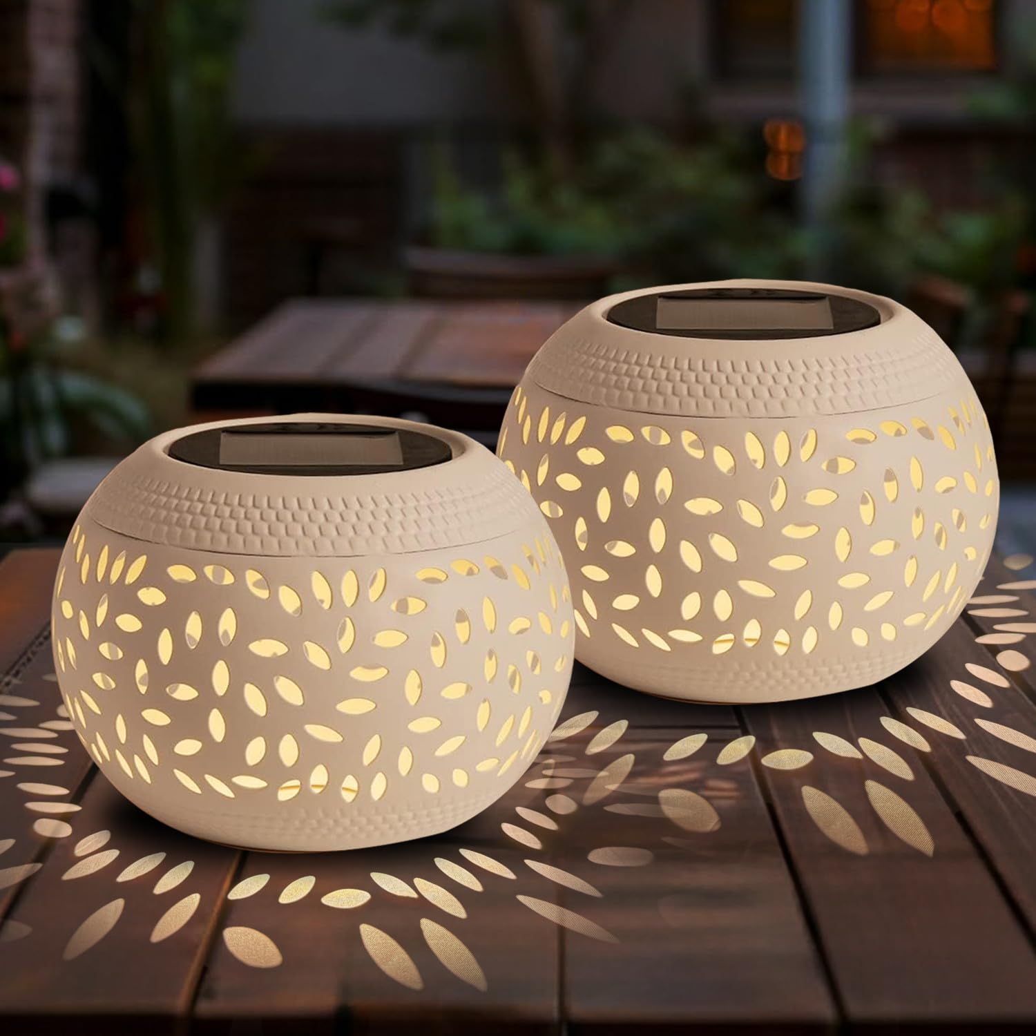 OMRAYTU 2 Pack Solar Table Lanterns Outdoor Waterproof LED Lights White, Solar Powered Decorative Lantern for Indoor Desk Bedroom Patio Garden Pathway Yard â image 1