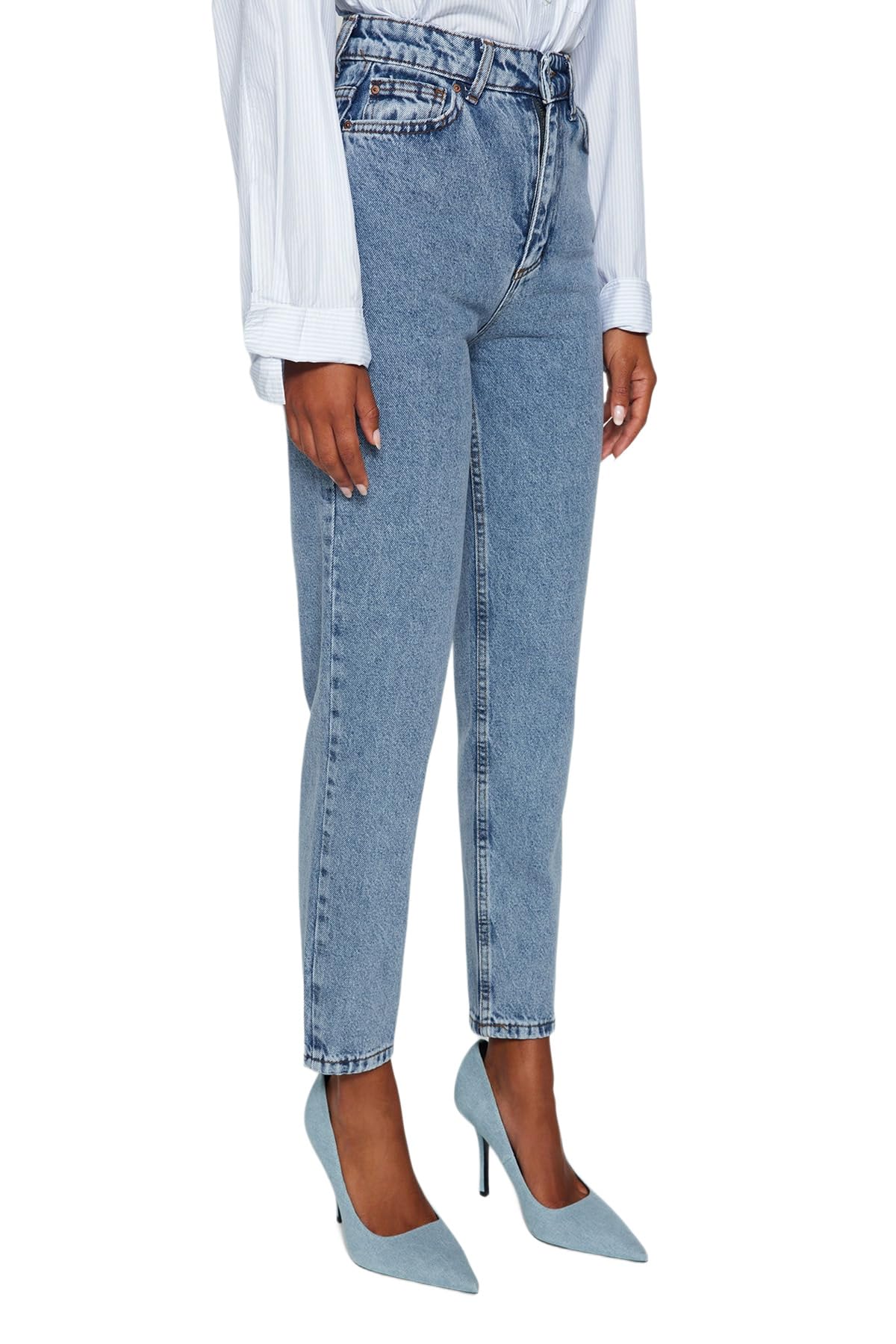 TRENDYOL Damen Jeans Trendyol Damen Gerade Mama Hohe Taille Jeans