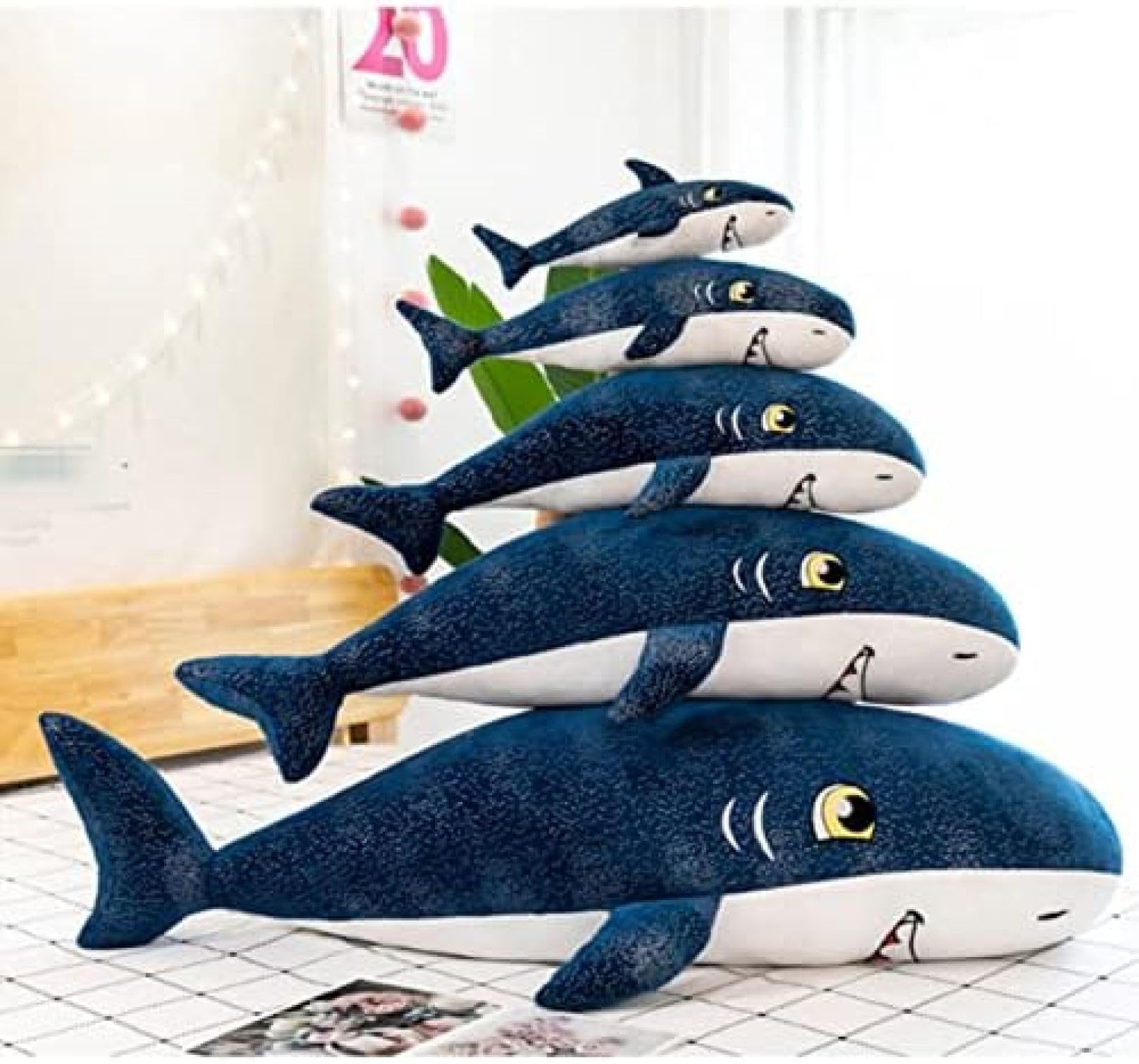 Amazon.co.jp: ぬいぐるみ 特大 水生生物 サメ ブルー 120cm