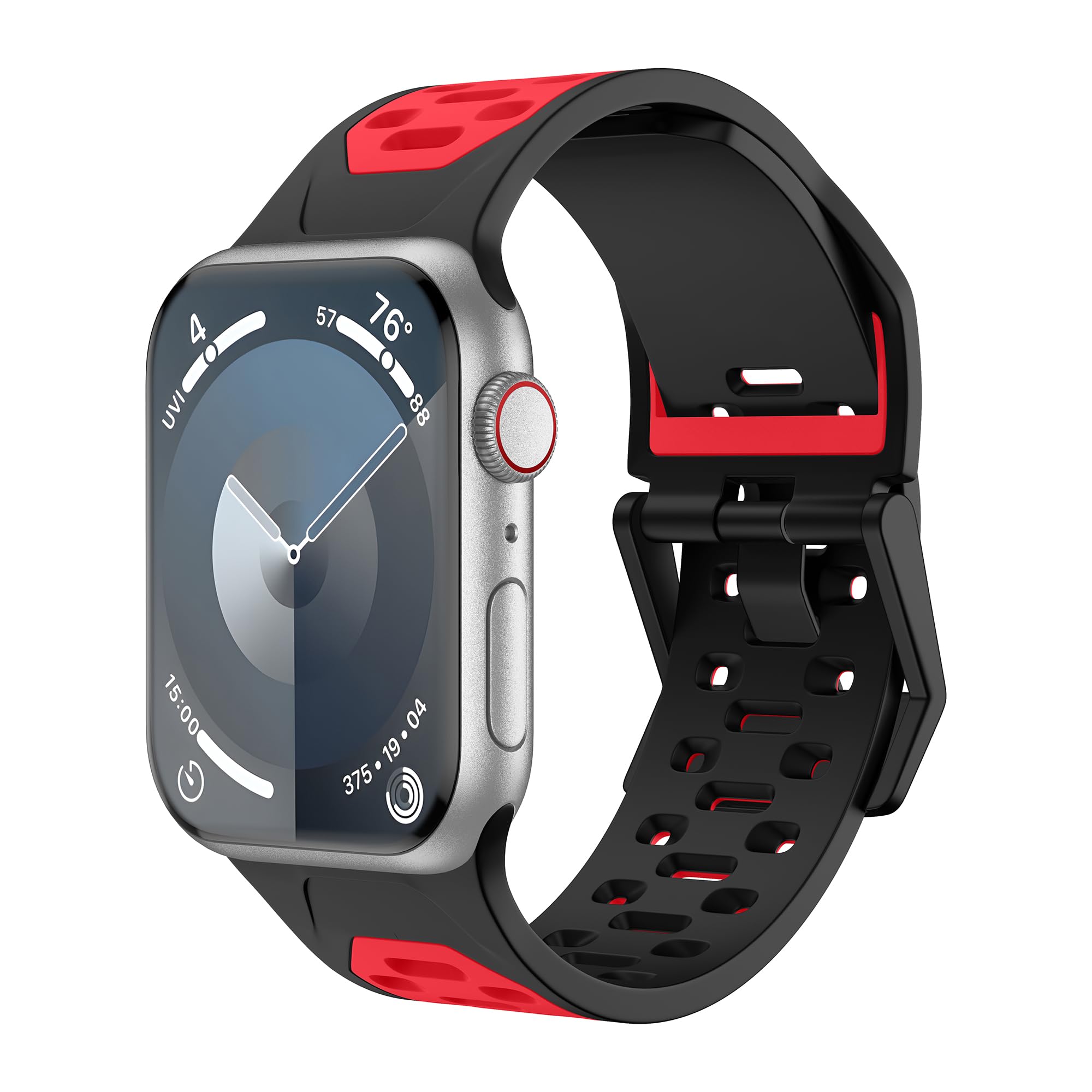 Sport Band Compatible with Apple Watch Ultra 2/Ultra Band 49mm 45mm 44mm 42mm Men, Breathable Silicone Loop Soft Wristband Two-Color Strap with Classic Clasp for iWatch Series 9 SE 8 7 6 5 4 3 2 NIKE