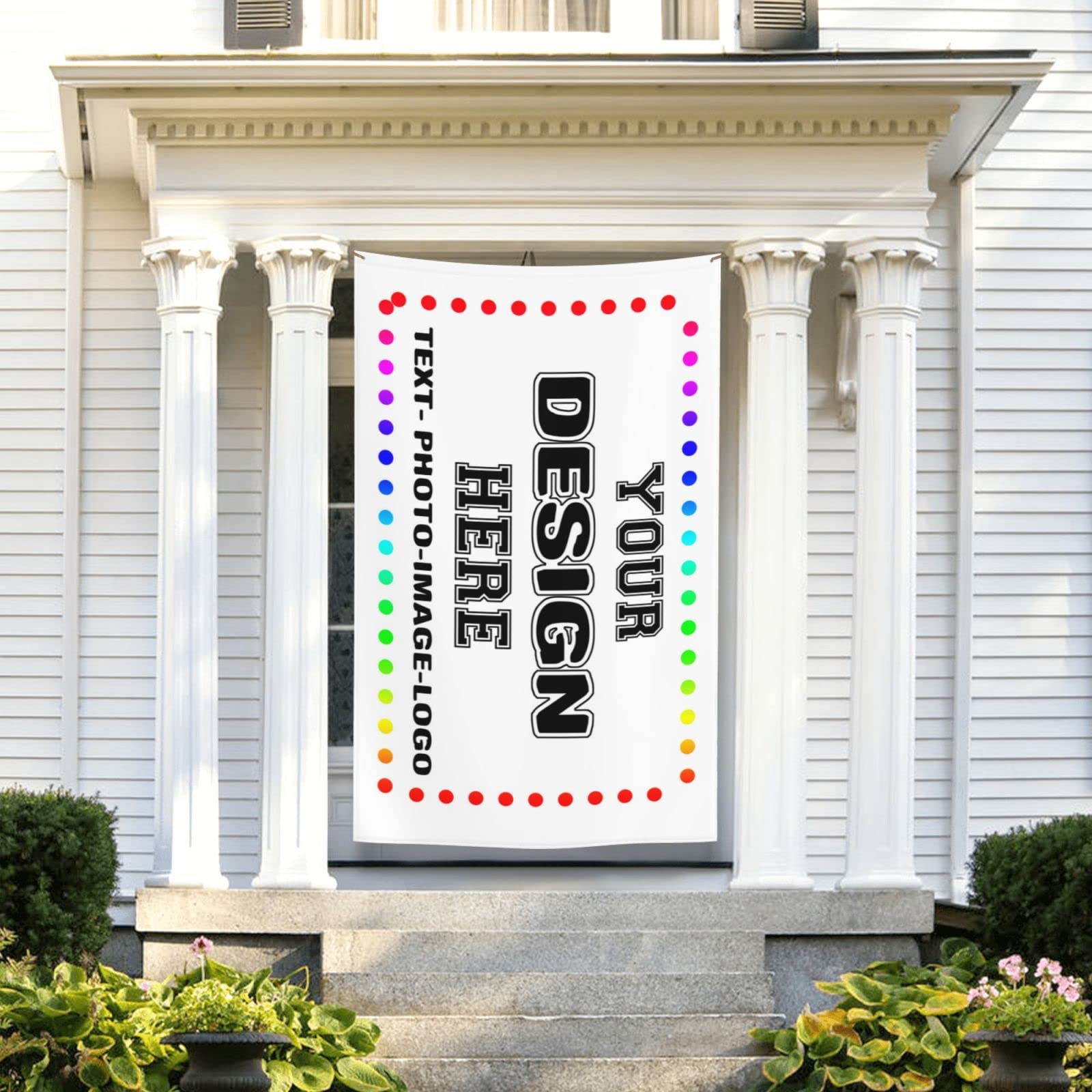 DOHXQM Benutzerdefinierte Gartenflaggen Gestalten Sie Ihr eigenes Logo Bild 5x8 Ft Fügen Sie Ihren Text hinzu Beidseitiger Druck Personalisierte Flagge Erstellen Sie Ihr eigenes Geburtstag Banner