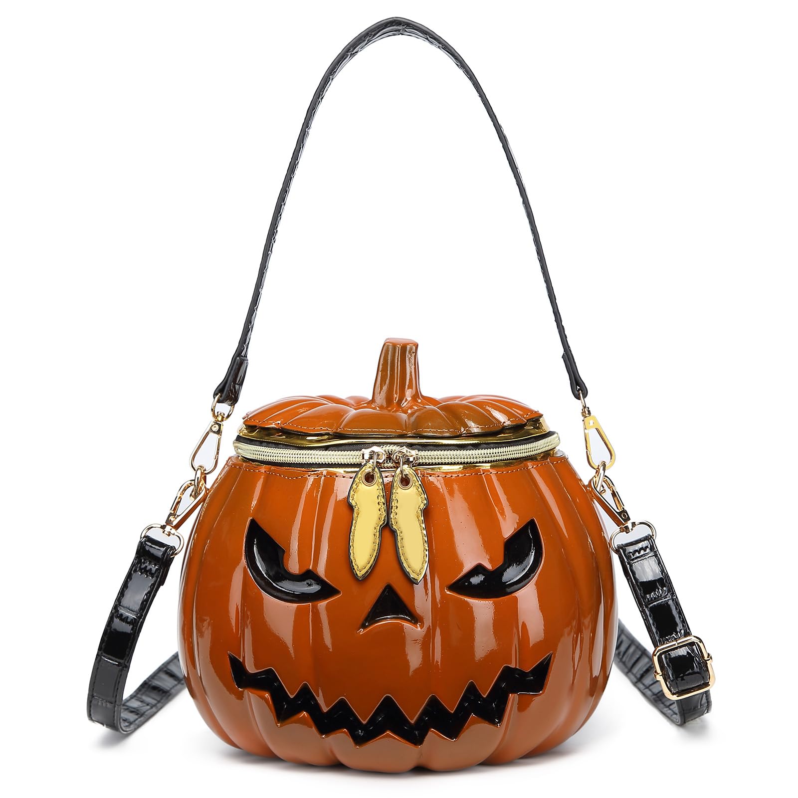 Lyuxhetaokdiq Women Pumpkin Shaped Crossbody Shoulder Bag Unique Weird PVC Handbag Novelty Halloween Pumpkin Purse (orange)