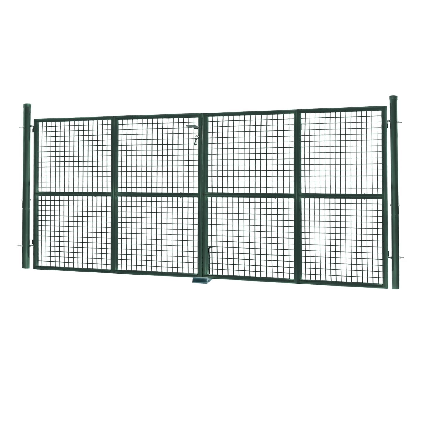 IDMarket - Cancello di recinzione in acciaio verde 315 x 150 cm con serratura e maniglia