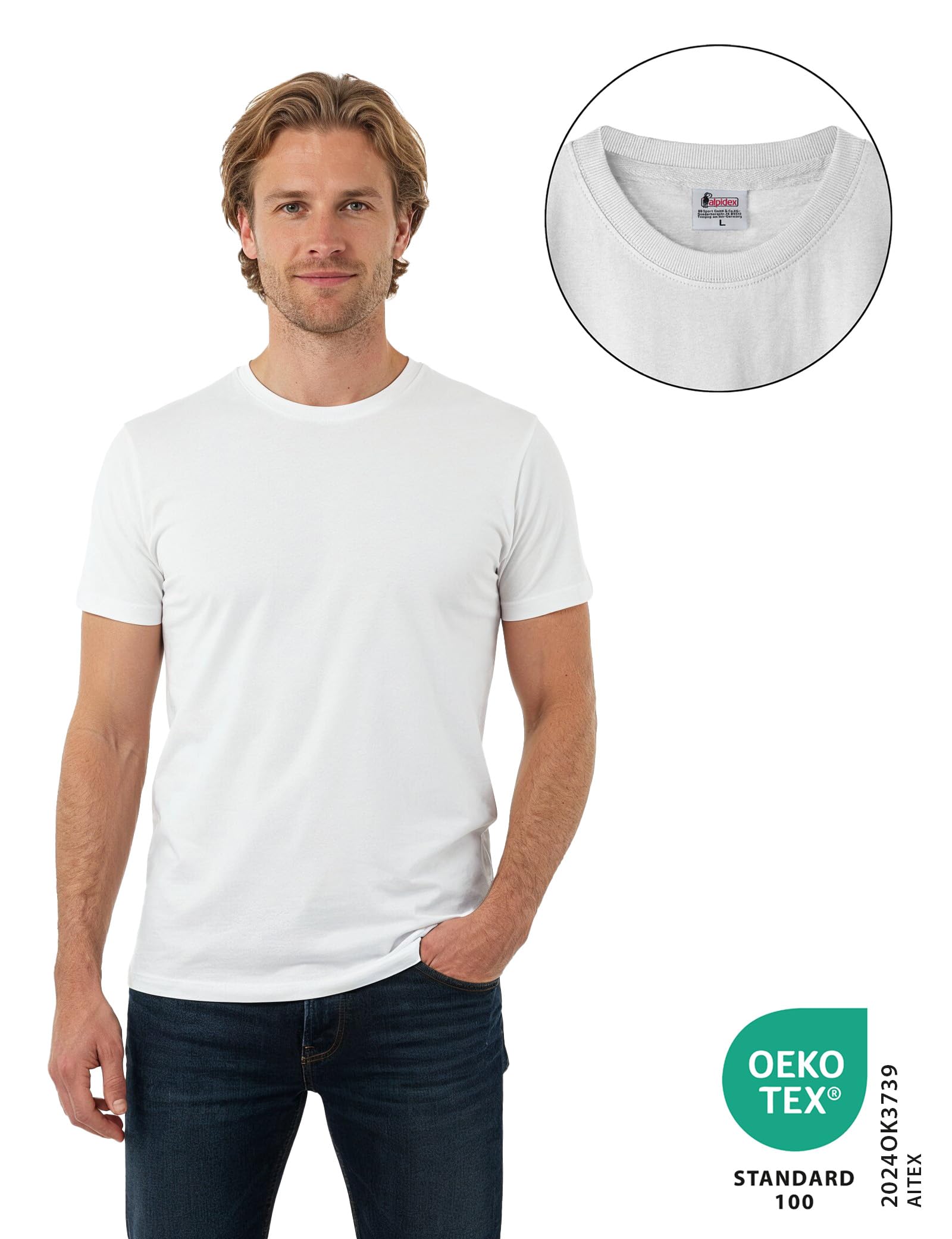 ALPIDEX T-Shirt Magliette da Uomo Confezione da 5 con Girocollo - Taglie S M L XL XXL 3XL 4XL 5XL