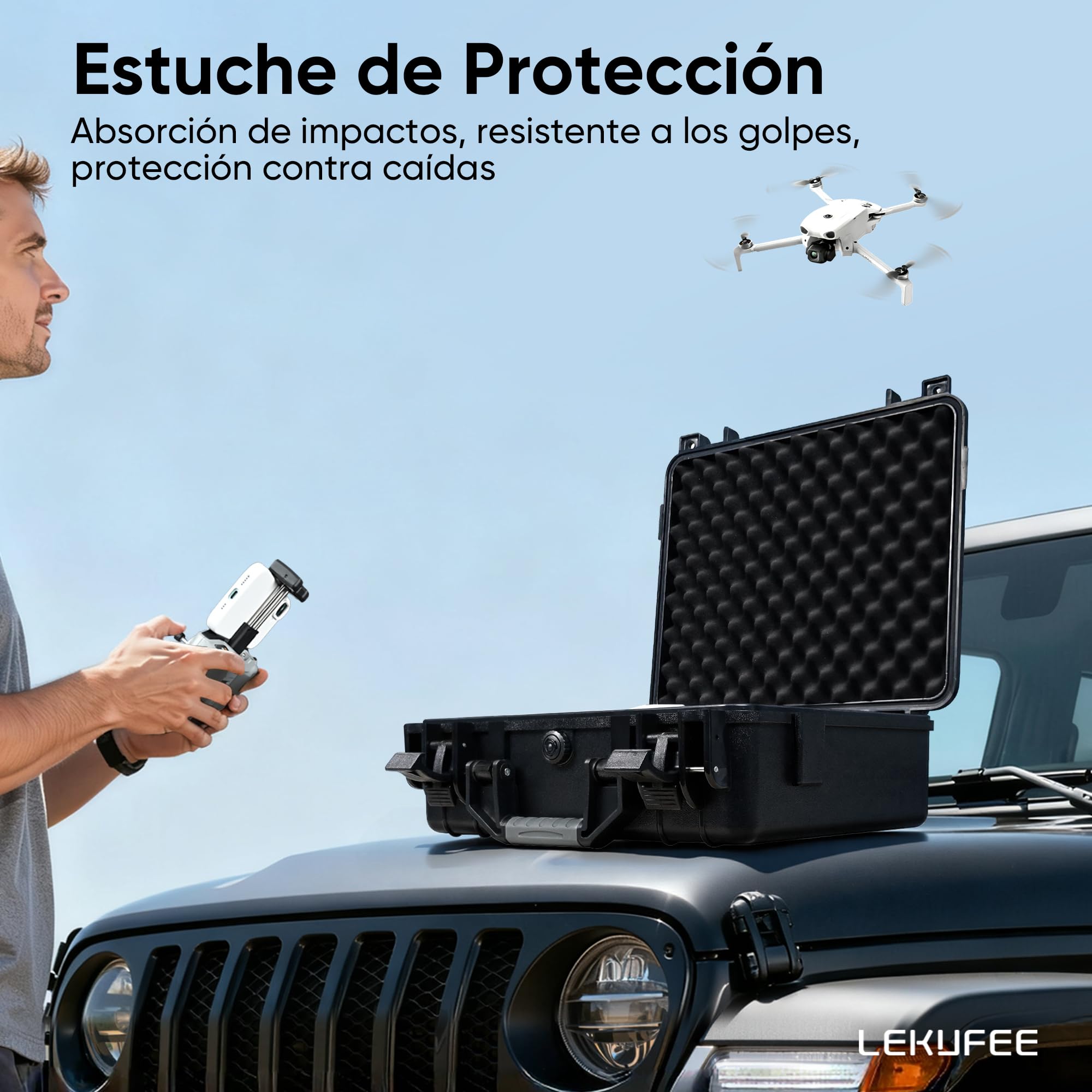 LEKUFEE Maletín Rígido Impermeable para dji Lito X1, Lito 1 dron, Pack Vuela Más, dji RC 2/RC N3, baterías (6 Unidades), Centro de Carga y Otros Accesorios (Solo maletín)