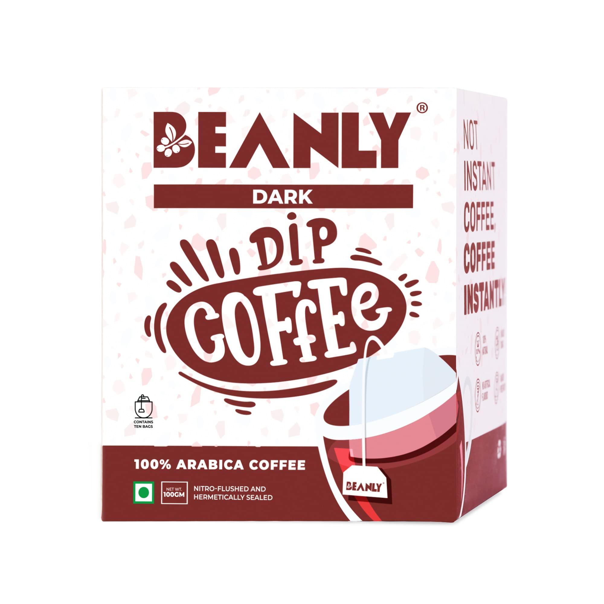 Beanly Dip Coffee Dark | Pack of 10 Hot Brew Bags | Easy Brew Coffee | 100% Arabica Coffee | Drip Coffee | Bold and Strong | Dark Roast | No Equipment Required (B08KFCT28Q) Amazon Price History, Amazon Price Tracker