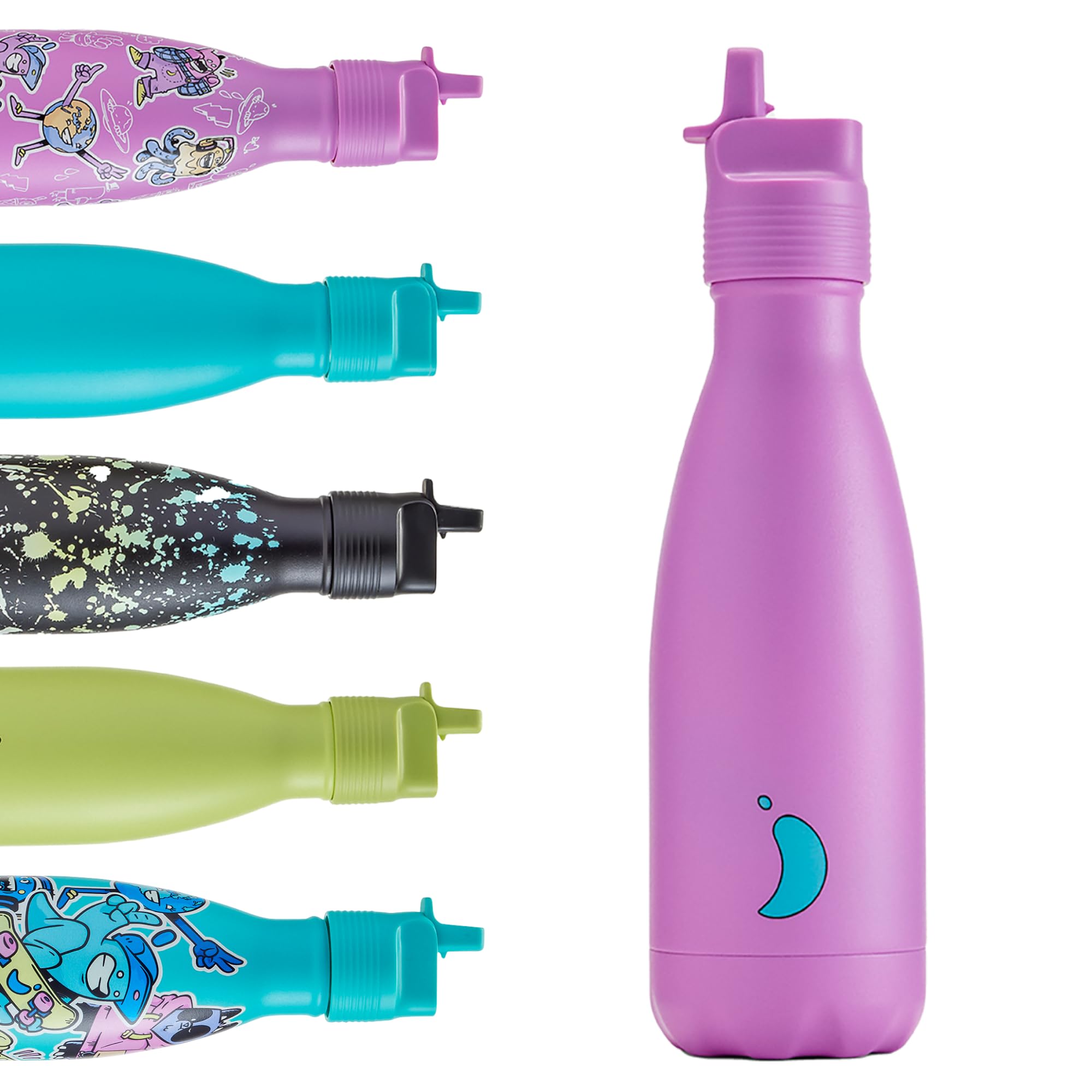 Chilly's Kids Original Water Bottle - Vacuum Insulated Stainless Steel Water Bottle, Reusable Thermal Flask For Hot & Cold Drinks - Leak Proof, No Sweat - 350ml - Berry โ image 1
