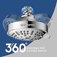 Vista 3 de HOPOPRO Upgraded 9 Settings High Pressure Shower Head, NBC News Recommended Brand Fixed Showerhead Adjustable Bathroom Showerhead Multi-functional
