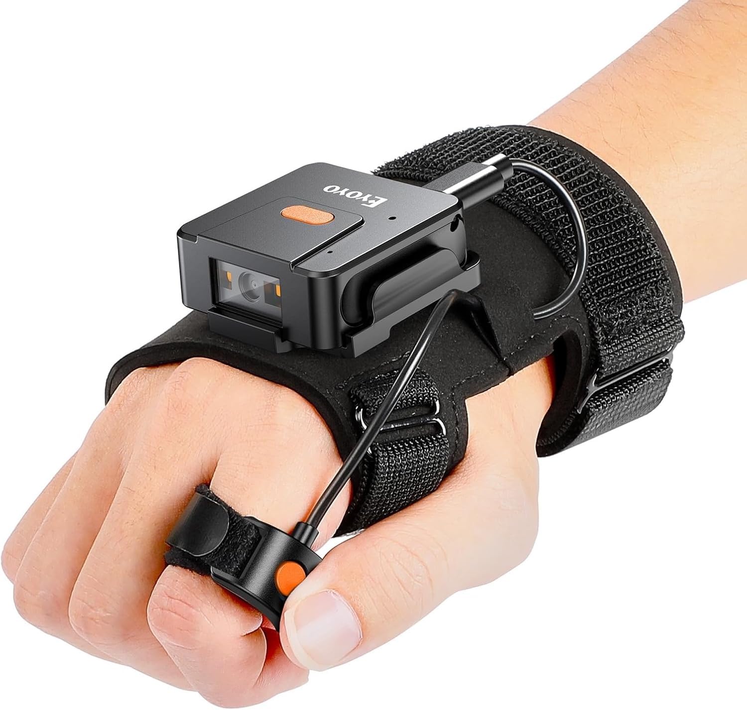 Eyoyo Guanto portatile Bluetooth per scanner codici a barre 1D 2D QR Code lettore ad anello per mano sinistra e destra, scanner di inventario wireless compatibile con dispositivi iOS e Android
