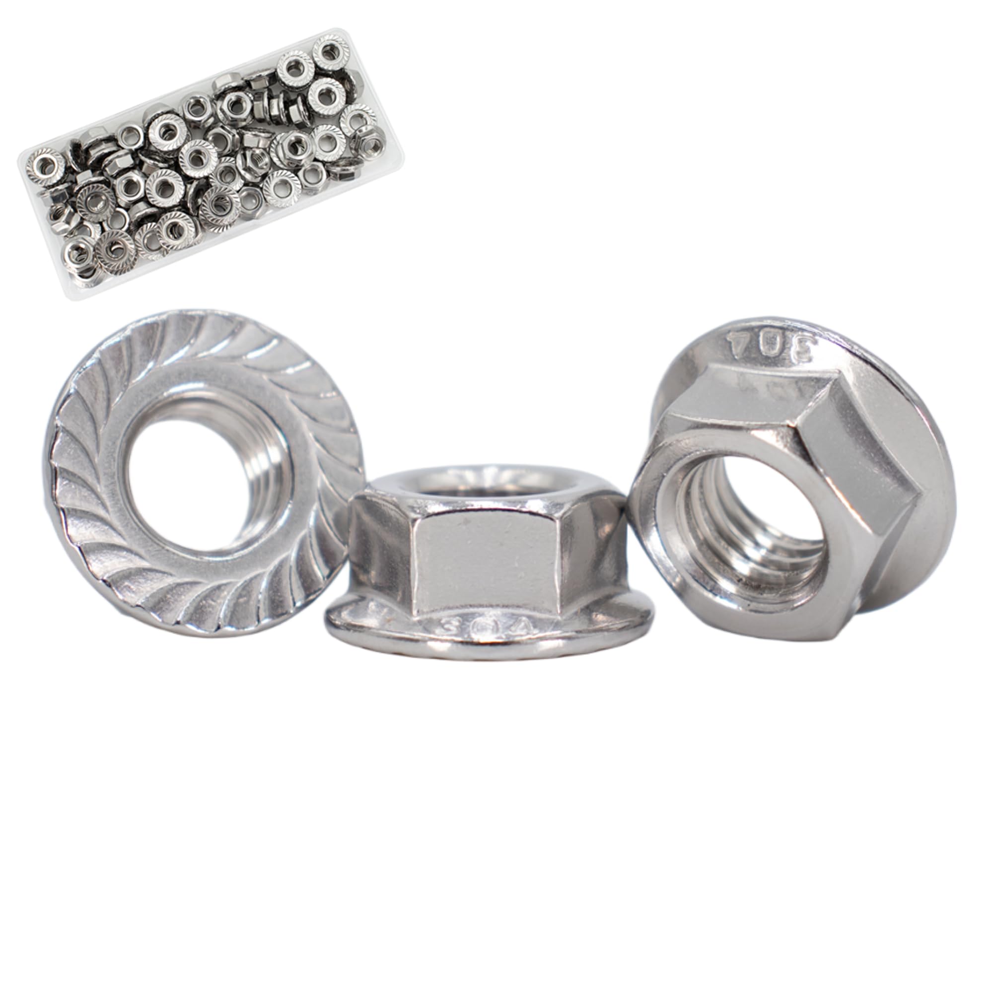 Stainless Steel Flange Nuts - 20 Pack M8 -11