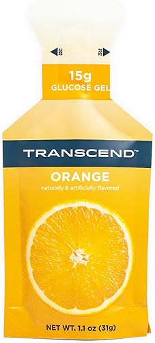 Transcend Foods Gel de naranja (1.1 onzas, paquete de 10) gel de carbohidratos de acción rápida sabor naranja, sin cafeína, sin gluten