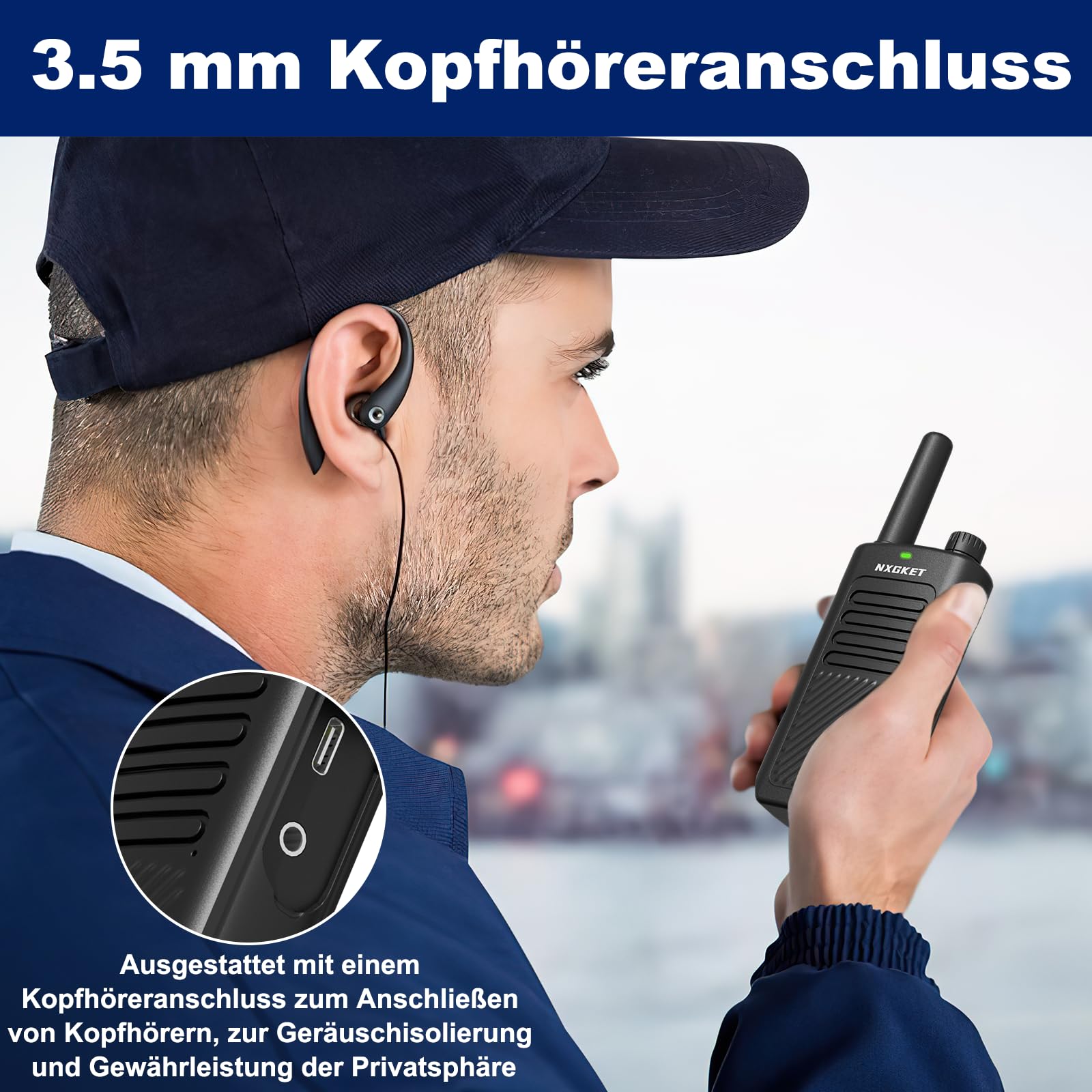 Walkie Talkies für Erwachsene, Lizenzfrei Professionelle PMR446 Walkie-Talkies mit 1500-mAh-Akkus, 5KM Große Reichweite, 16 Kanälen, 2-Wege-Funkgerät für Camping, Arbeit Kommunikation, 4er Set