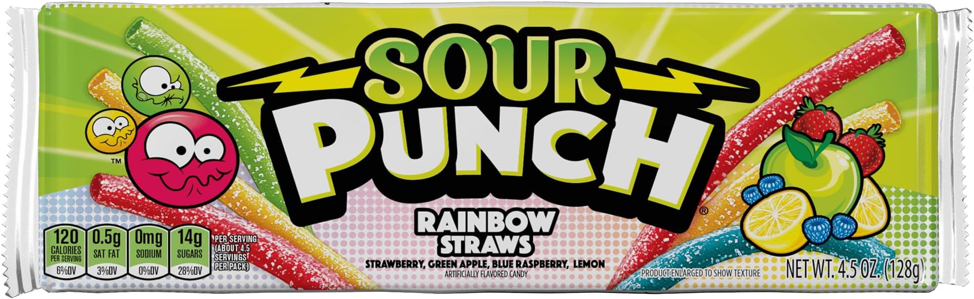 Rainbow Straws Assorted Flavors 4.5oz Tray (Pack of 6)