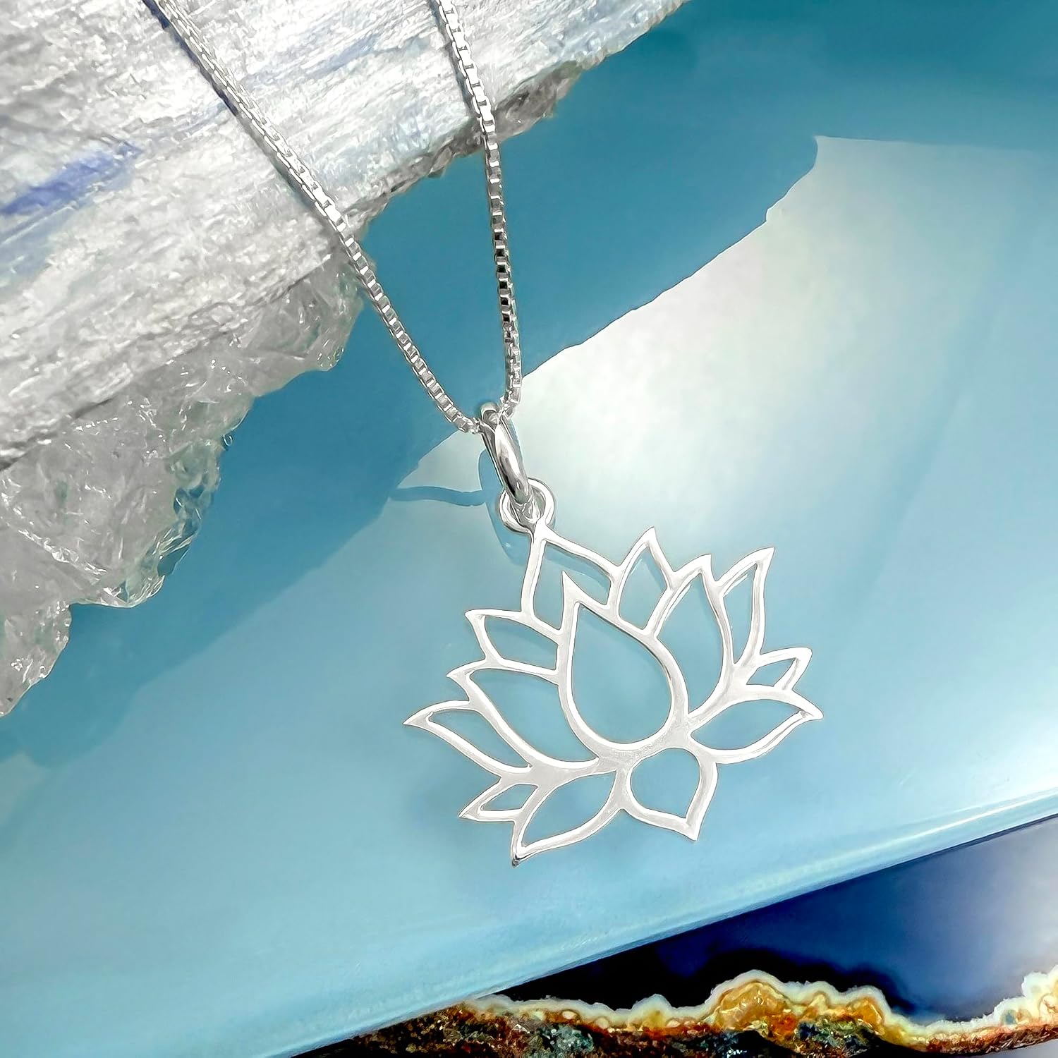 Lotus Flower Necklace for Women, Sterling Silver Lotus Necklace, Motivational Necklace, Inspirational Necklace, Yoga Jewelry