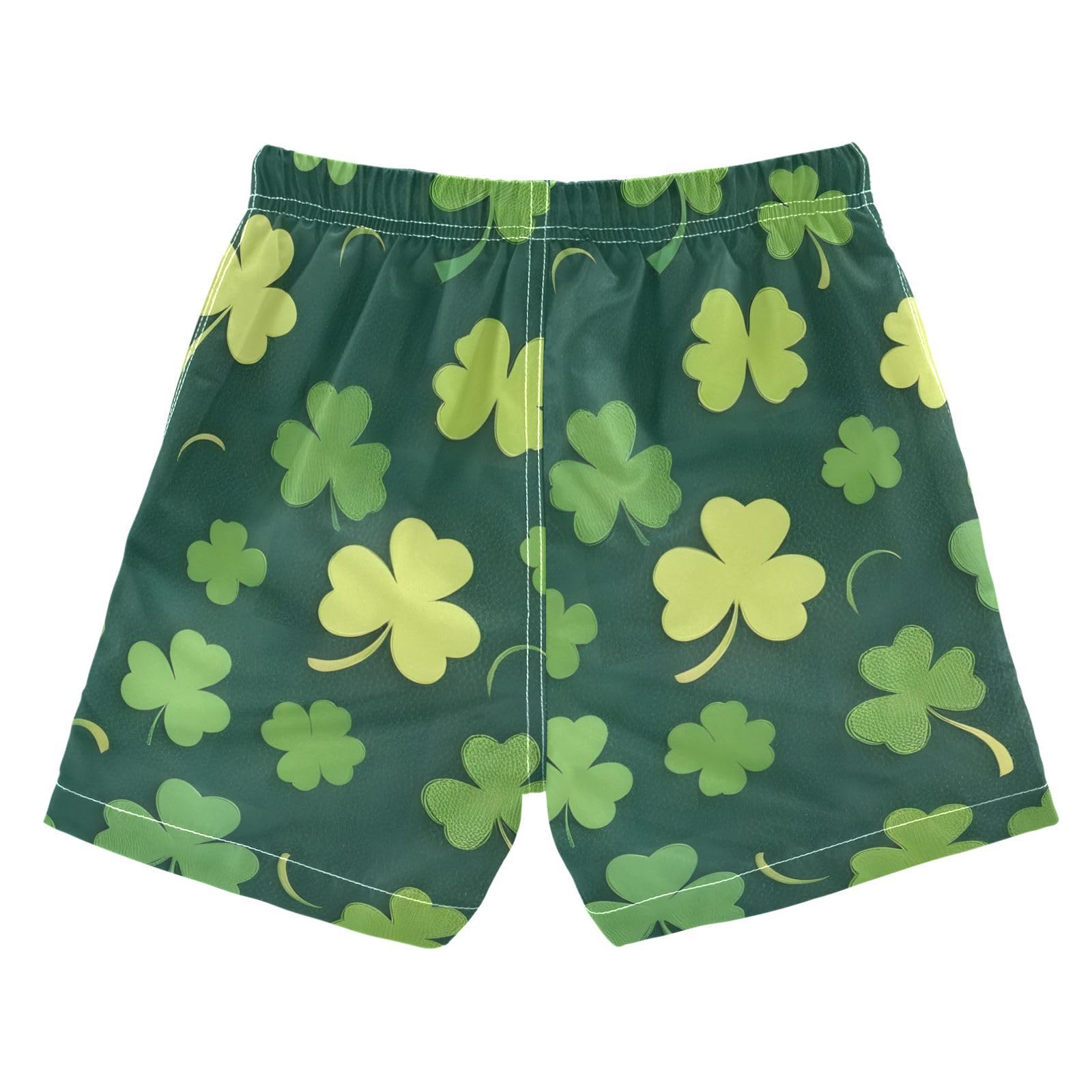 FLildon Green Shamrock St Patrick's Day Little Boys Swim Trunks with Mesh Lining Quick Dry Beach Board Shorts, 3T
