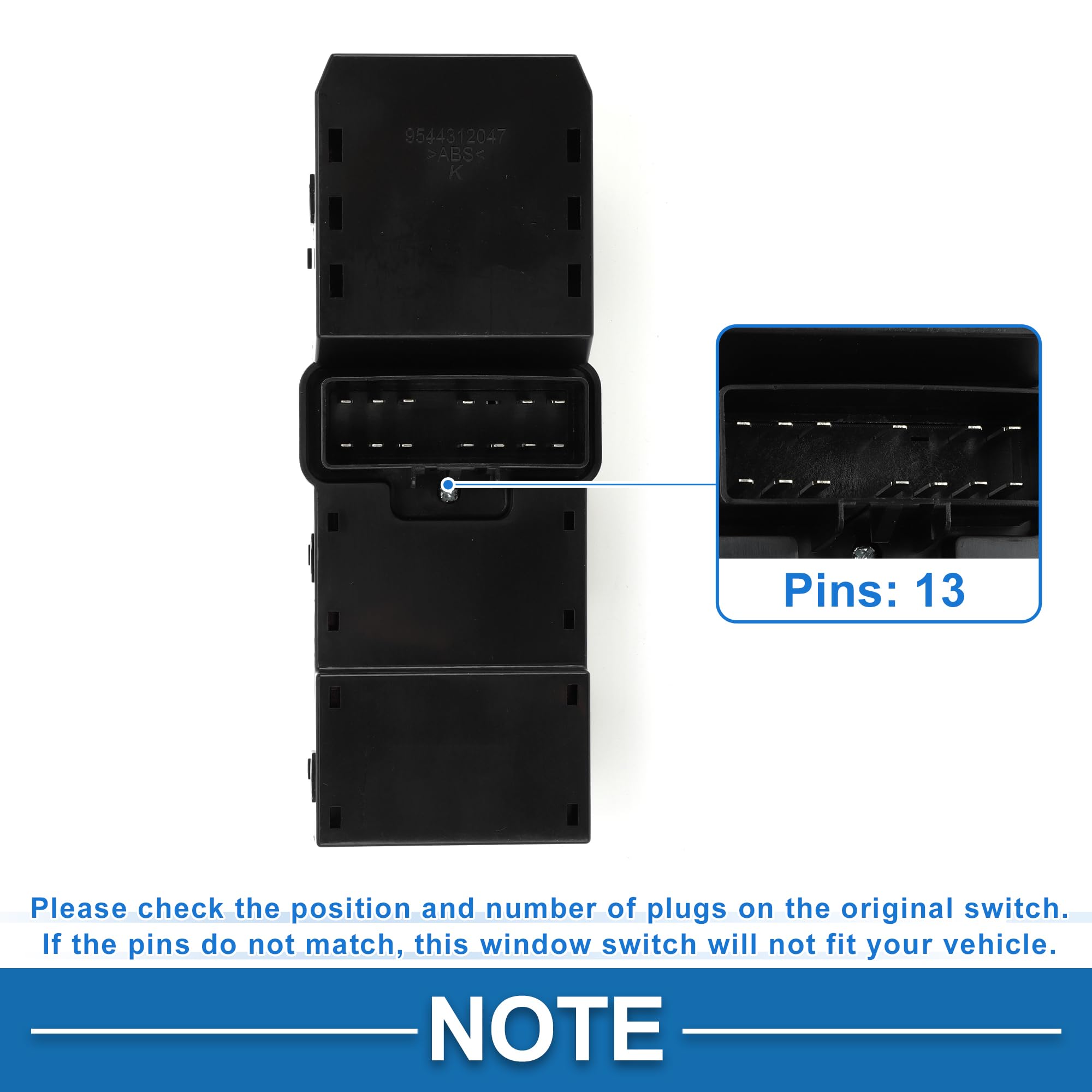 A ABSOPRO Interruptor de elevalunas eléctrico delantero izquierdo para Chevrolet Captiva 2008-2012, color negro