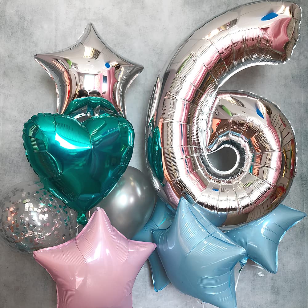 Foil Globo Número 5 Azul 40" (101cm), Inflable Helio o aire, Gigante Numeros 0-9, 10-19, 20-29, 30-100, Grande Globos Decoración para La Boda Aniversario y Cumpleaños Fiestas — view 566
