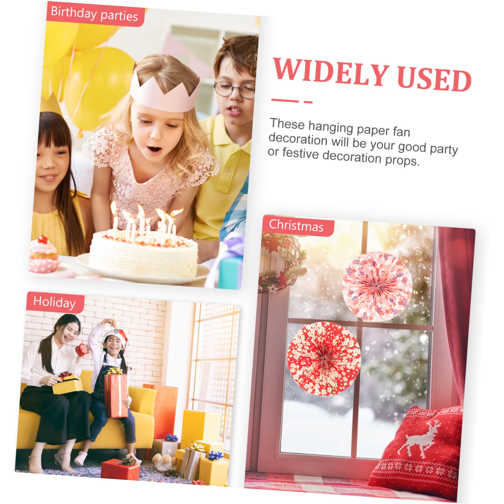 TOPBATHY 30 STK Fächerblume aus japanischem Papier Rotes rotes Partyzubehör Klebeband doppelseitig Double Sided Tape Dekoration Hochzeitsdeko Hochzeitspapier-Fans Papierfans basteln
