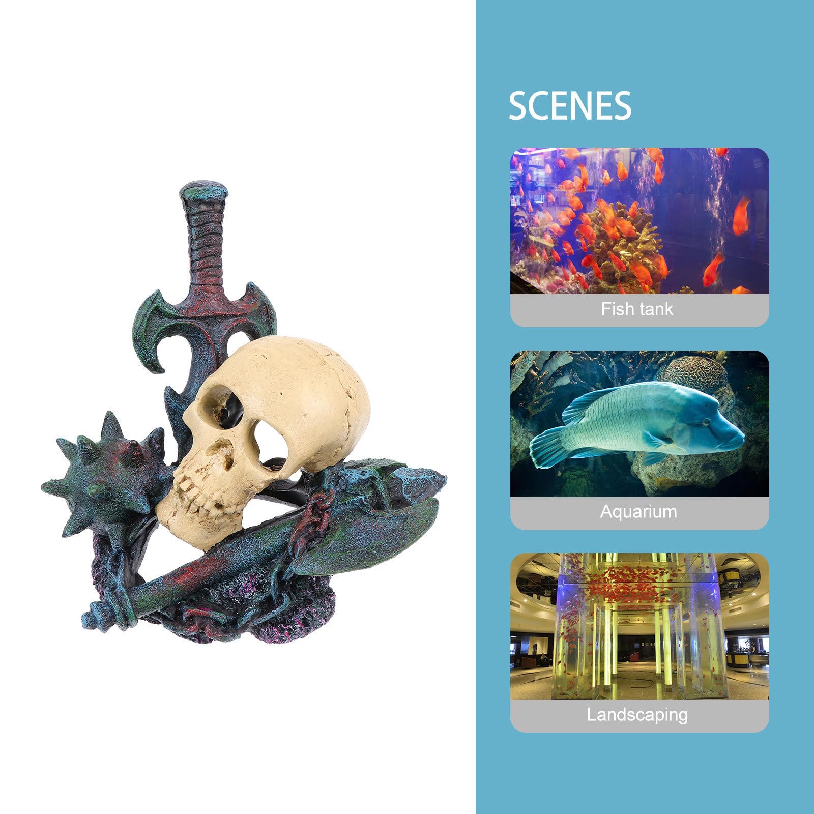Abaodam 3 Stück Totenkopf Dekoration aus Kunstharz für Aquarium und Fischbecken Kompakt und Stabil Aquarium Deko für Einzigartige Unterwasserlandschaften