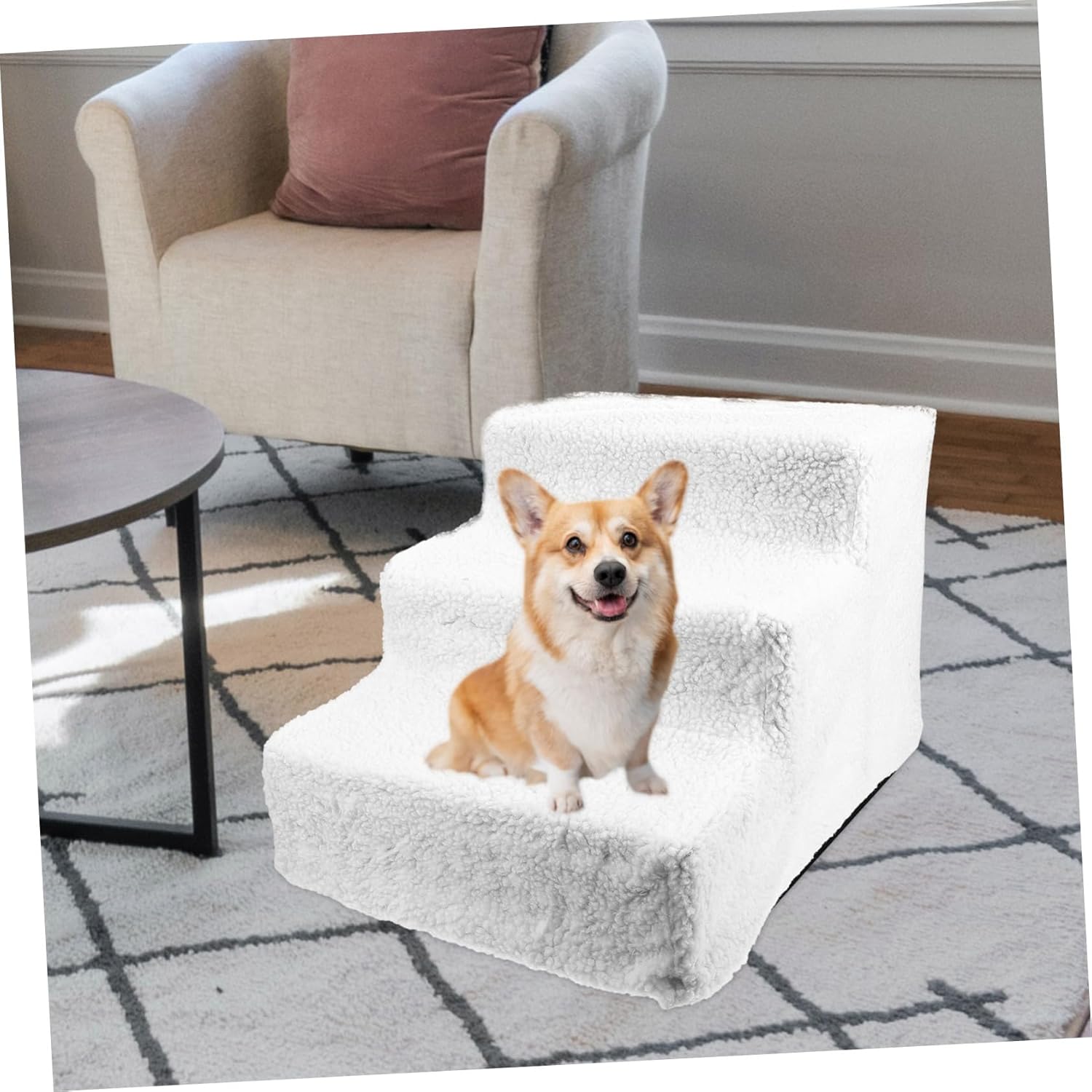 Wakauto Portable Dog Ladder for Indoor Pets Non Slip Pet Steps with Soft Surface and Removable Cover Stable Dog Stairs to Climb Beds and Sofas Safely