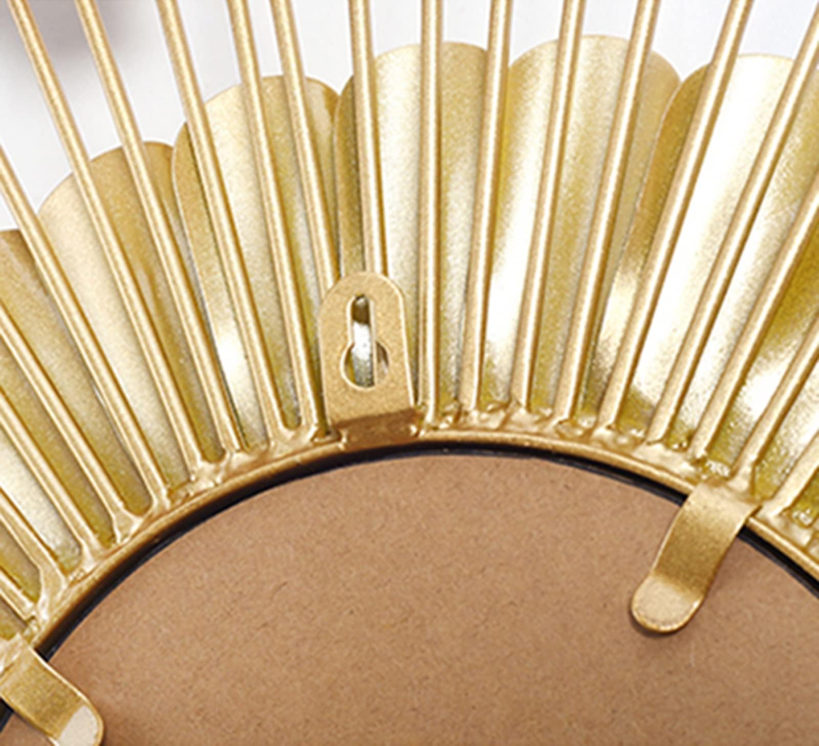 Sonnenförmiger Wandspiegel dekorativer Spiegel großer Wandmontierter runder Spiegel Golden Metall für Wohnzimmer Schlafzimmer Flur Restaurant Zubehör Accessoires,23.6in