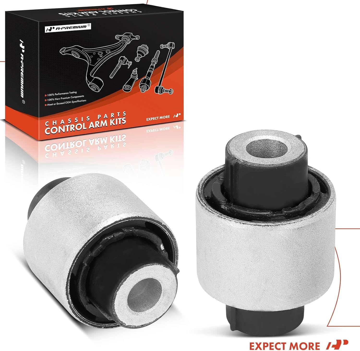 A-Premium 2 x Rear Lower Rearward Control Arm Bushing Kit, Compatible with Volkswagen Jetta, Passat, Golf, Tiguan, Beetle, CC, Eos, GTI, e-Golf, Rabbit & Audi A3, Q3, RS3, S3, A3 Q3 TT TTS Quattro