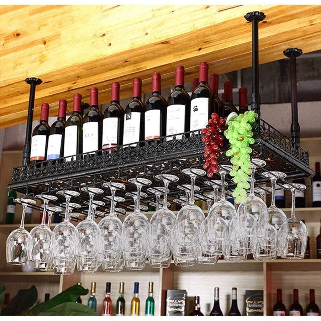 Porte-verre à vin suspendu au plafond idéal pour créer une ambiance bistrot à la maison