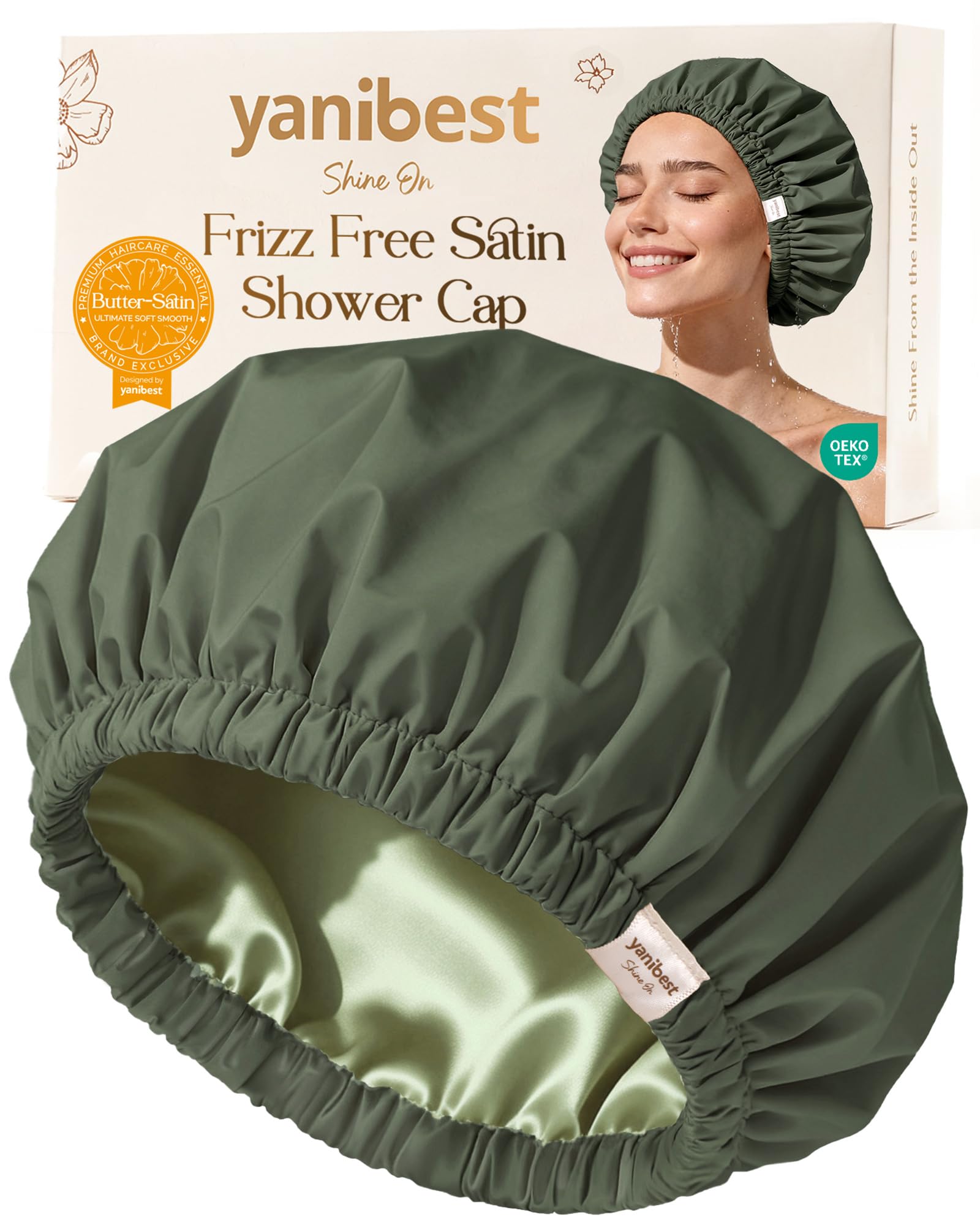 Satin Shower Caps for Women - Waterproof & Dry -16