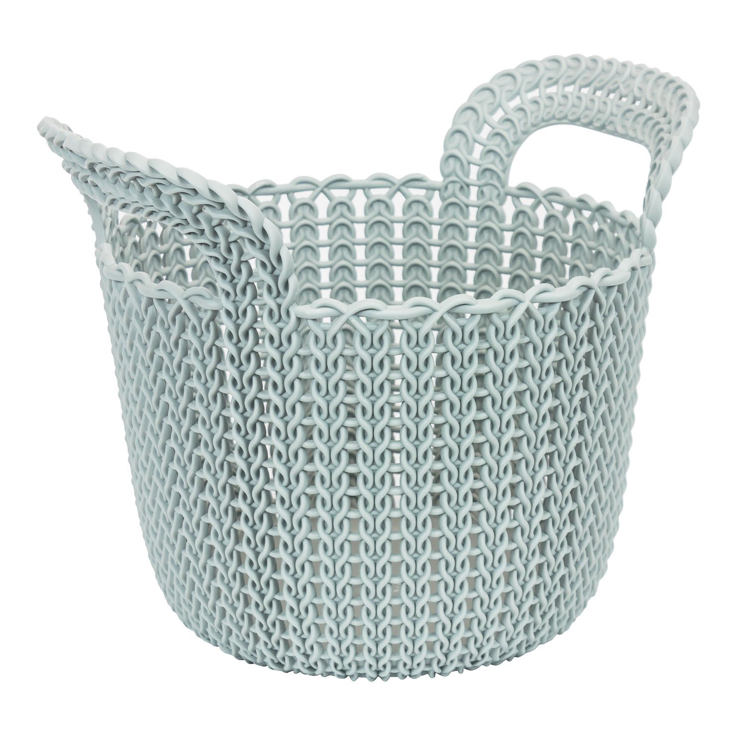 Curver 226386 Déco-Cesta Redonda Punto plástico, Color Azul/Gris, 23 x 19 x 18,5 cm, 3 L