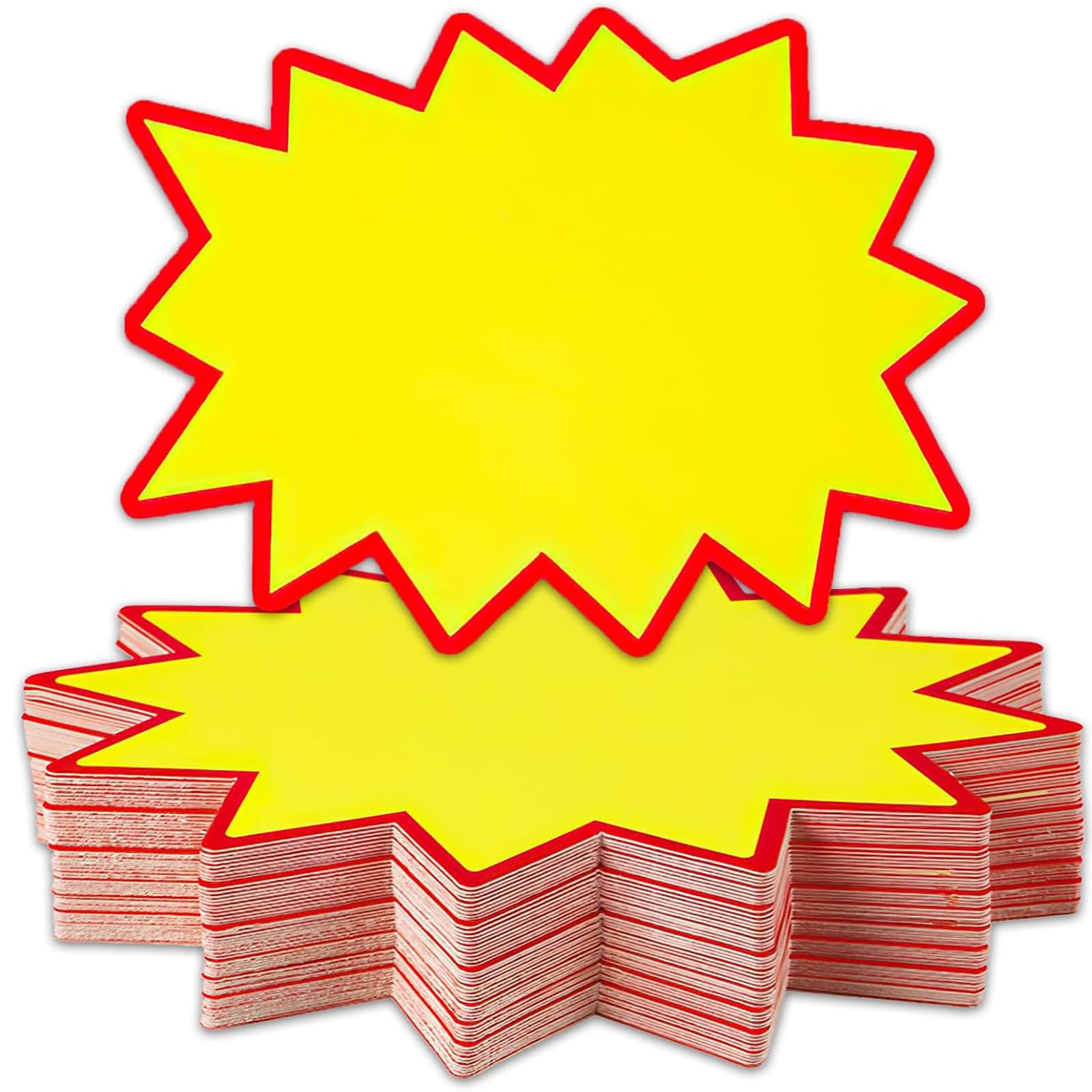 100 Pcs Price Tags, Retail Sale Signs, Single-Side Printing Blank Star Burst Sales Price Labels for Retail Store Grocery Shop Party Favors 7 x 5cm