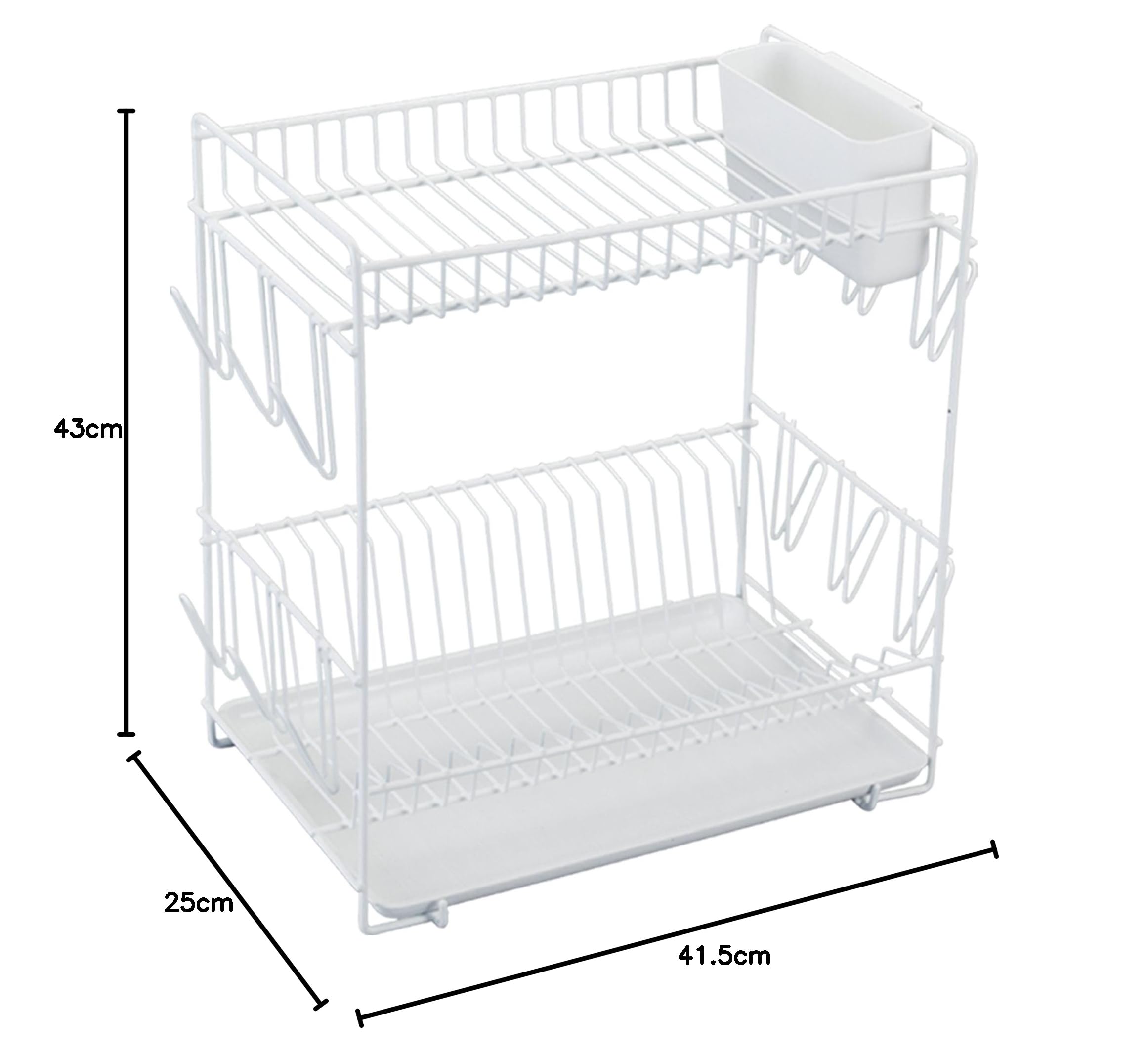 Sauvic 88980 - Escurreplatos Grande plastificado,Color Blanco, 43 x 25 x 41,5 cm