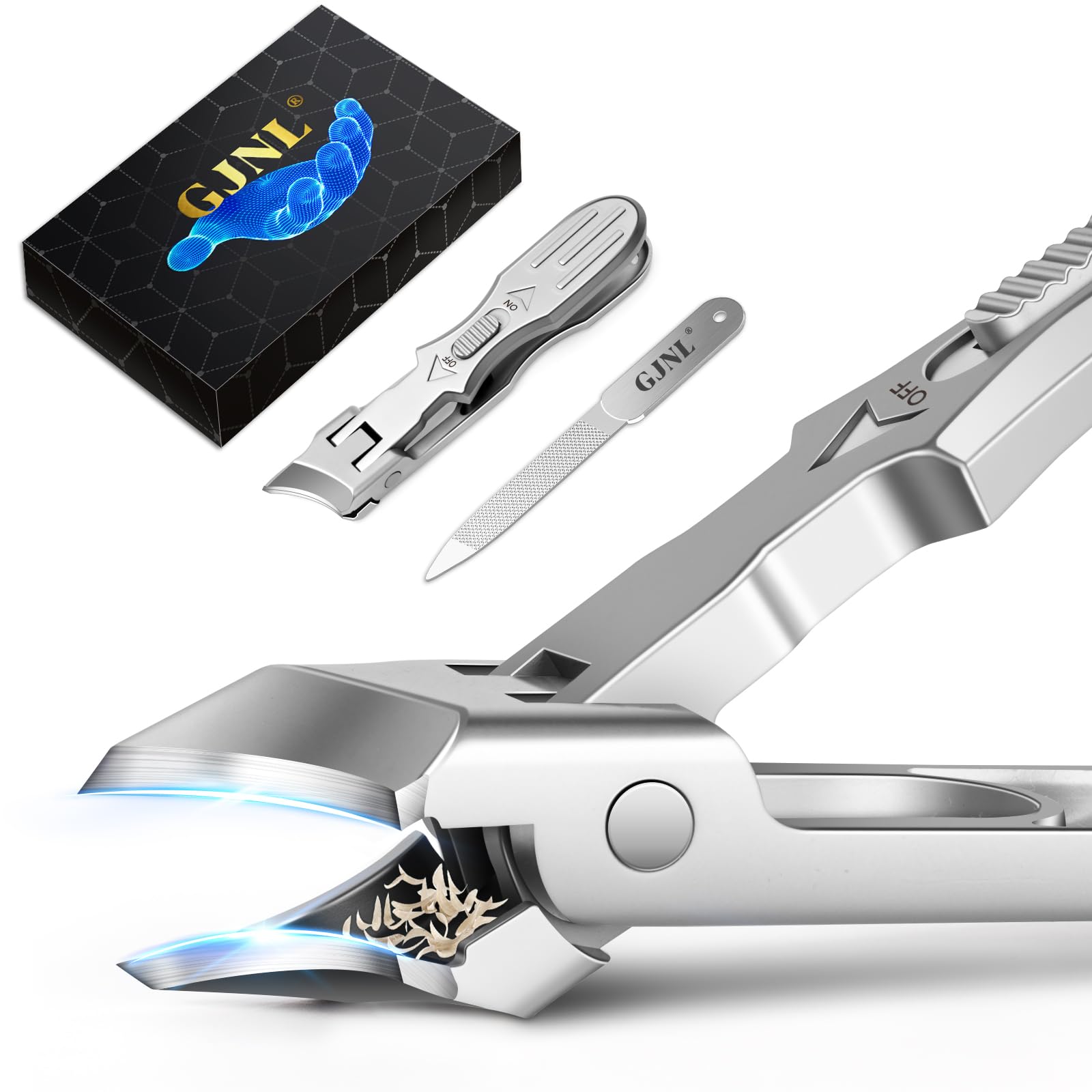 Ingrown Toenail Clippers - Wide Jaw Opening Anti-Splash Slanted Nail Clippers with Catcher, Heavy Duty Ingrown Toenail Clippers Nail Cutters, Ultra