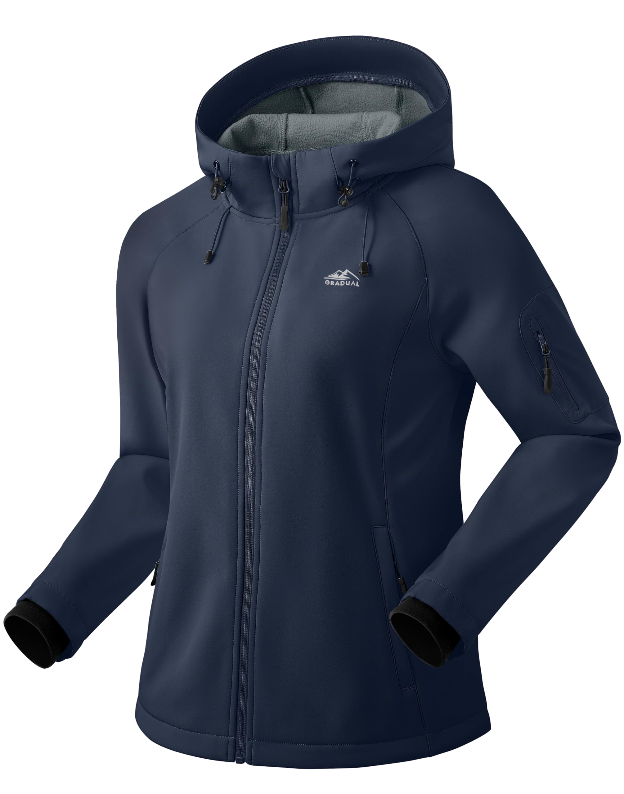 G Gradual Women's Fleece Lined Softshell Jacket Windproof Warm Light Waterproof Hooded Jacket for Women Winter/Fall/Spring