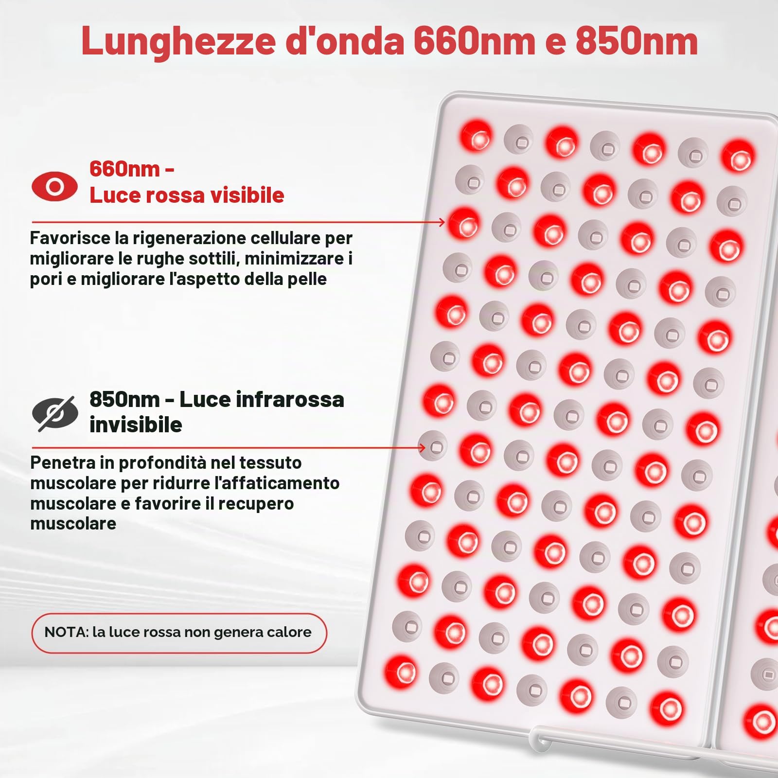 Lampada Infrarossi, Lampada Luce Rossa 660nm e 850nm, 182 LED Lampada Infrarossi con Supporto e Timer, Pannello a Luce Rossa per Viso, Collo, Schiena e Muscolare, (lampada non si riscalda)