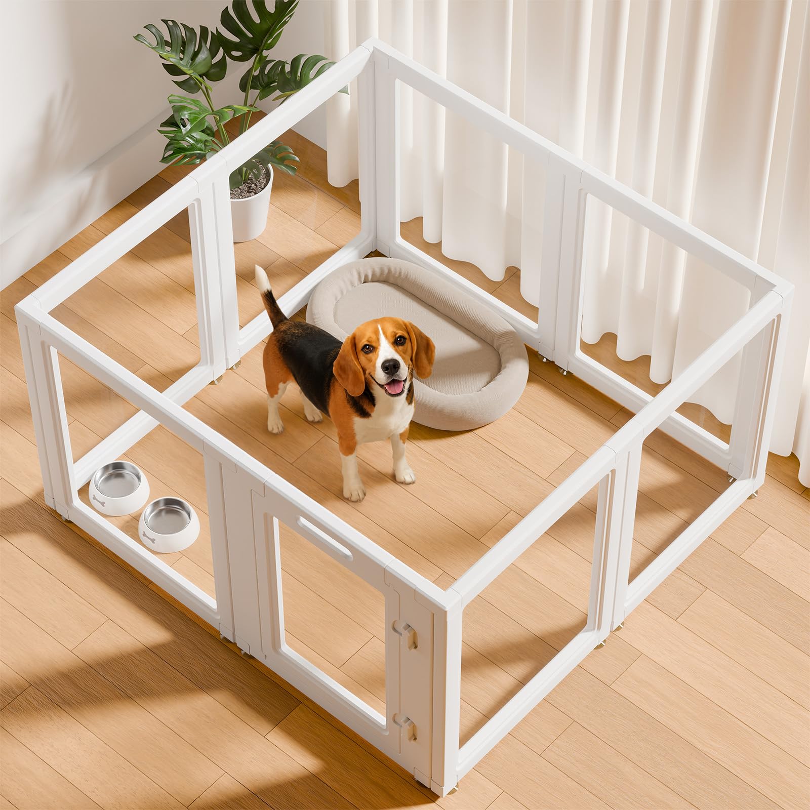Everfront Box per cani, in plastica acrilica trasparente, facile da montare, recinto per interni e animali domestici, per cuccioli, gatti, conigli, furetti