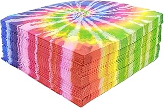 100pcs Tie Dye Napkins,Hippie Groovy Paper Napkins,Disposable Rainbow Na...