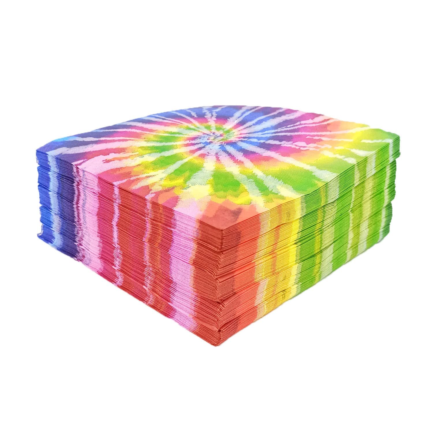 LOONELO 100pcs Tie Dye Napkins,Hippie Groovy Paper Napkins,Disposable Rainbow Napkins for Hippie Tie Dye Dinner Birthday Party Decorations