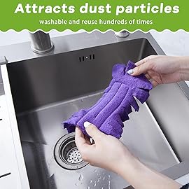 Zubebe 30 Pcs Duster Refill Reusable Fleece Duster Refills Feather Flat Dusters Multi Surface Washable Cleaning Pads Tools for Home, Blinds, Car, Pet, Furniture, Fans (Dark Color)