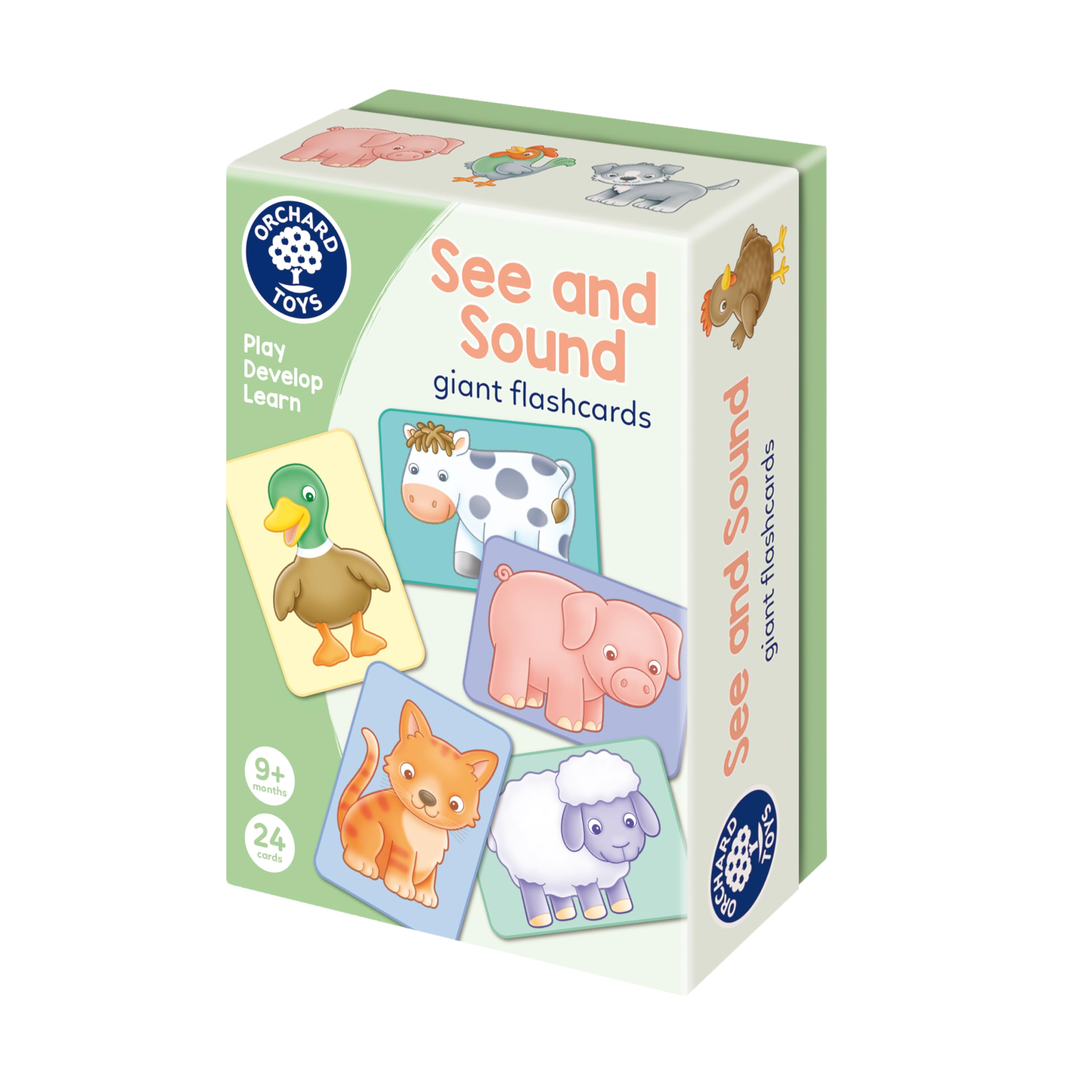 Orchard Toys See and Sound Giant Flashcards for Babies and Toddlers 9 months+ Educational Animal Farm Activity and Learning Game