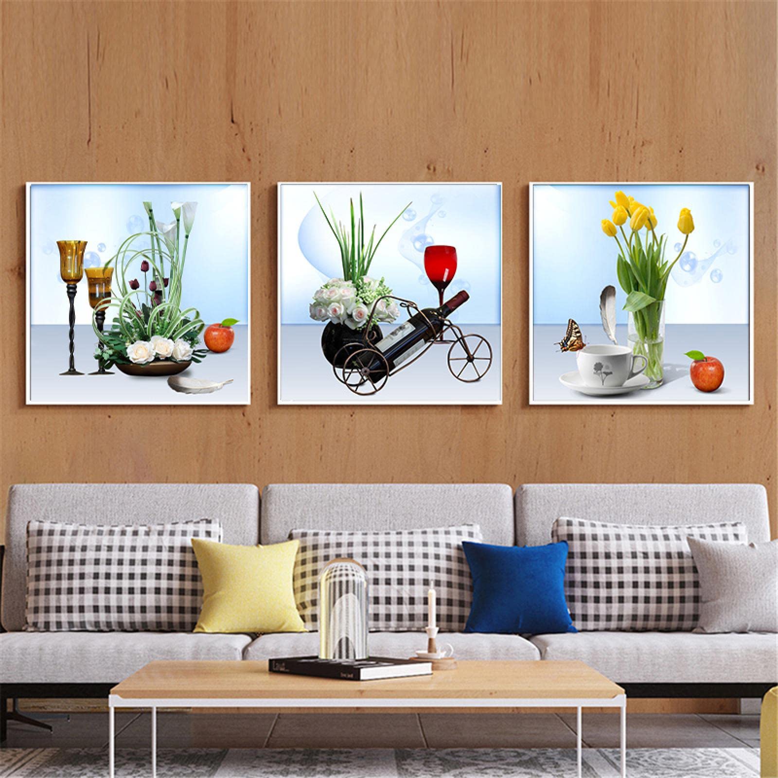 Czerwone wino kwiaty kubek do kawy pióro kuchnia plakat nadruki płótno malarstwo nowoczesne obrazy ścienne jadalnia wystrój domu 50 x 50 cm x 3 bez ramy