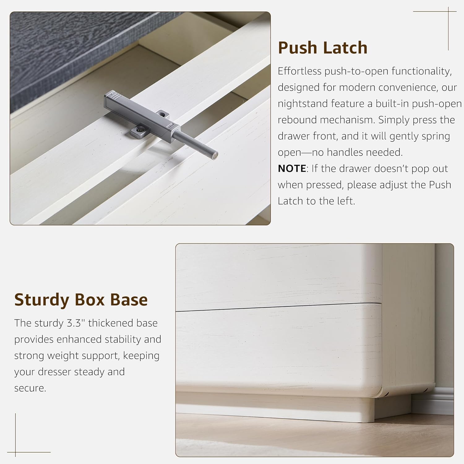 ACCOHOHO 6 Drawer Dresser for Bedroom, 42 Inch Tall Modern Chest of Drawers, Push-to-Open Wood Storgae Organizer with Large Drawers for Bedroom, Living Room, Hallway,Off White