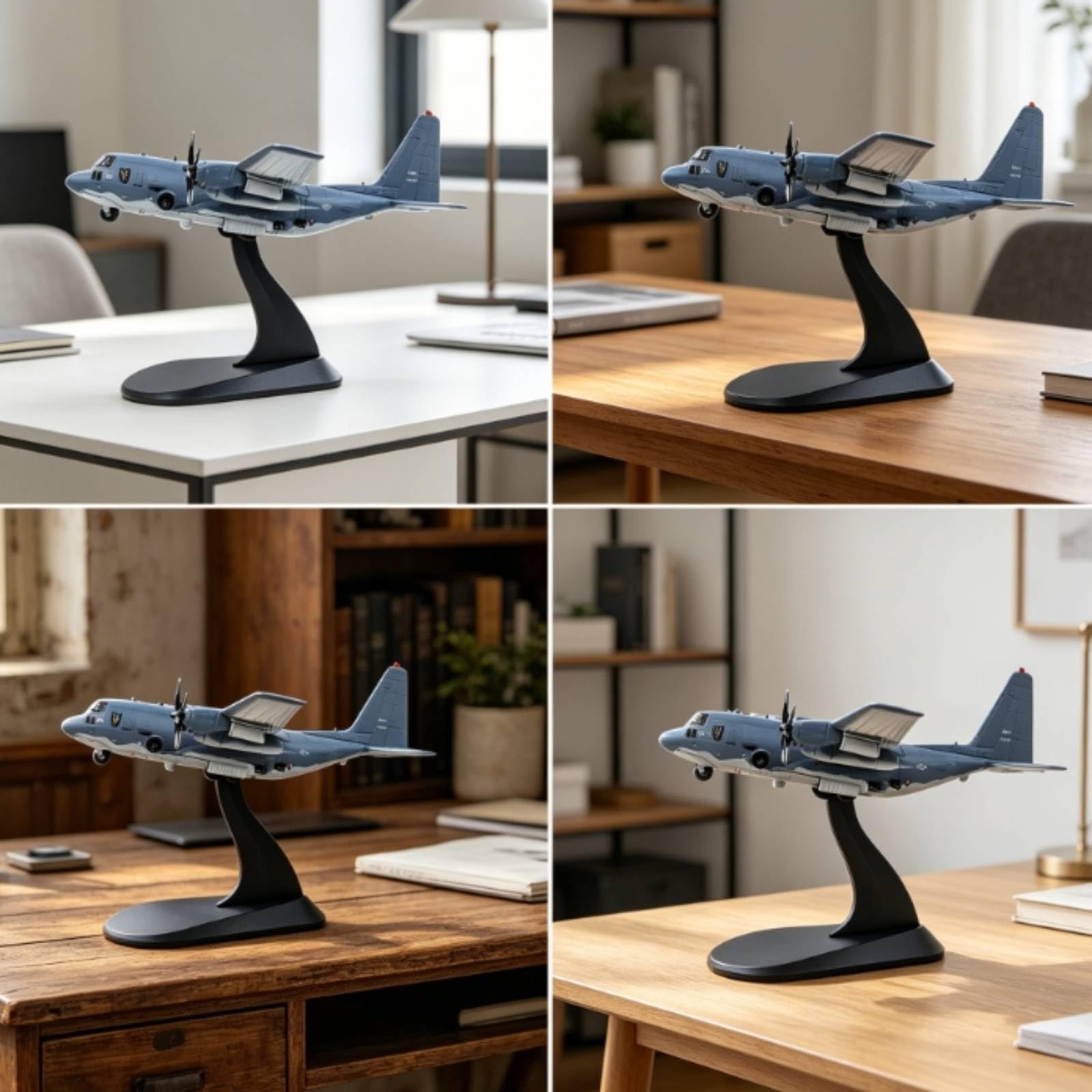 Modellino di Aereo da Trasporto tattico130 Realistico Modellino di Aereo con Supporto Fedele All'originale Modello con Supporto, AC-130 Monocromatico