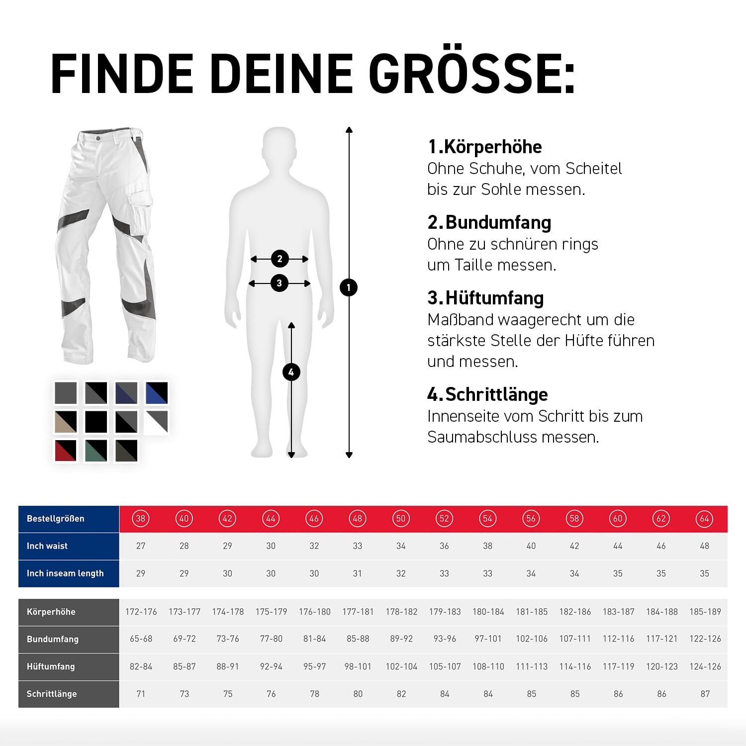 KÜBLER Workwear ACTIVIQ Herrenhose | Arbeitshose Herren | Zunfthose Herren | Workwear Herren | Arbeitskleidung für Handwerk & Industrie | Arbeitshose Männer | Einsatzhose mit Taschen | OEKO-TEX®