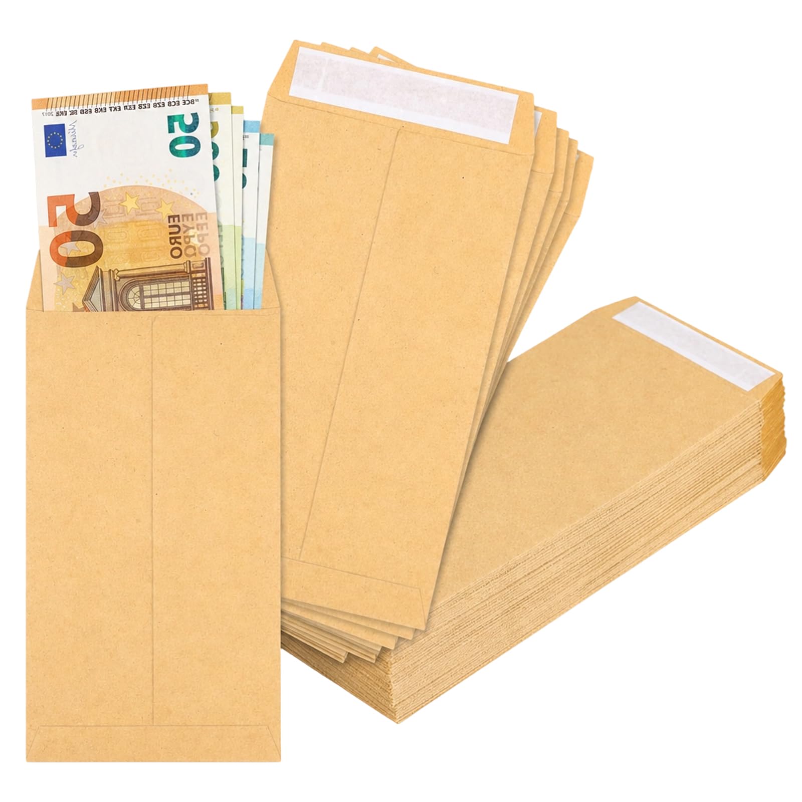129 PCS Small Envelopes for Money, Brown Cash Envelopes