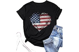 Women American Flag Shirt USA Flag Stars Stripes Graphic 4th of July T-Shirt