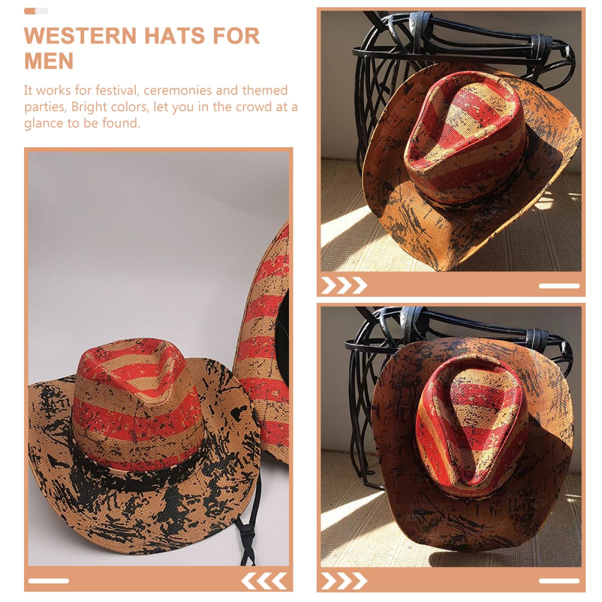 LIFKOME USA-Sombrero Sombrero Occidental Sombrero de Vaquera Sombrero Sombrero de Damas Sombrero de Mujer Cowgirl Hat Sombreros chapéu Caps Sombrero Unisex Sombrero decoración