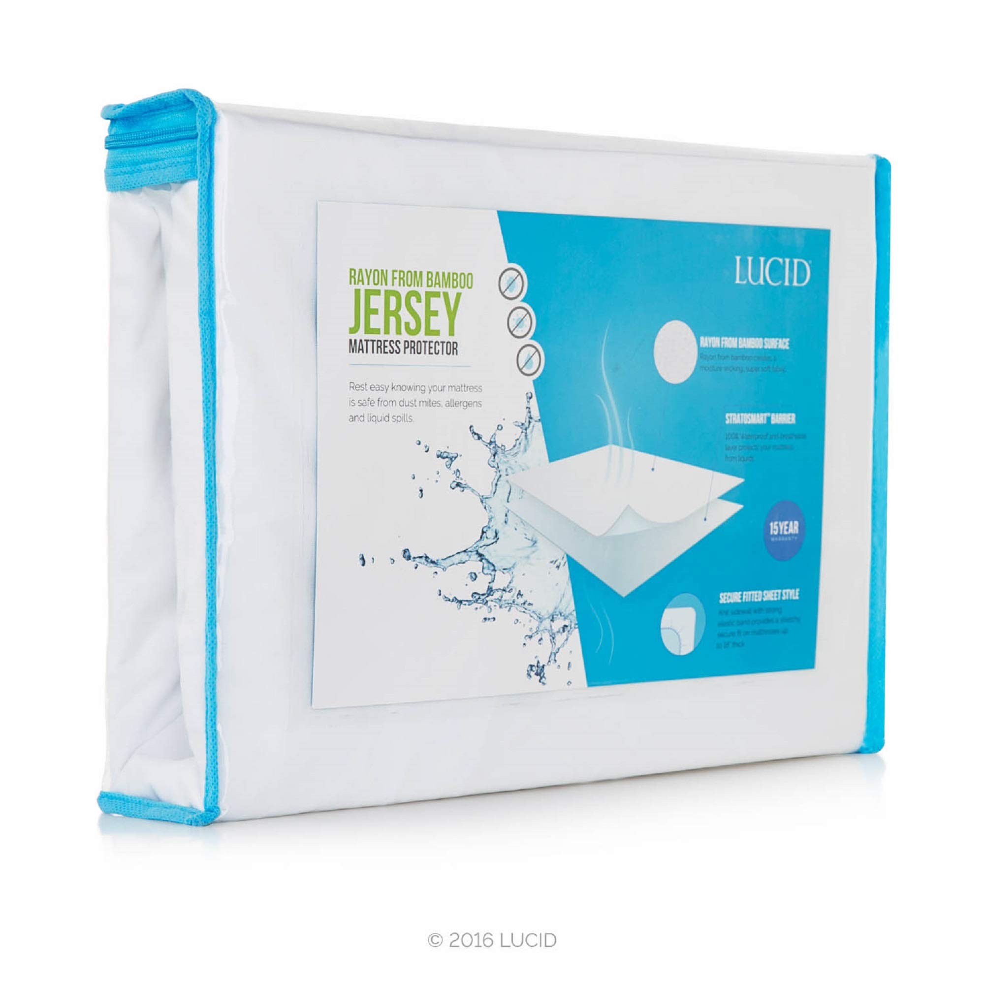 LUCIDPremium Rayon from Bamboo Jersey Mattress Protector - Ultra Soft - Cal King