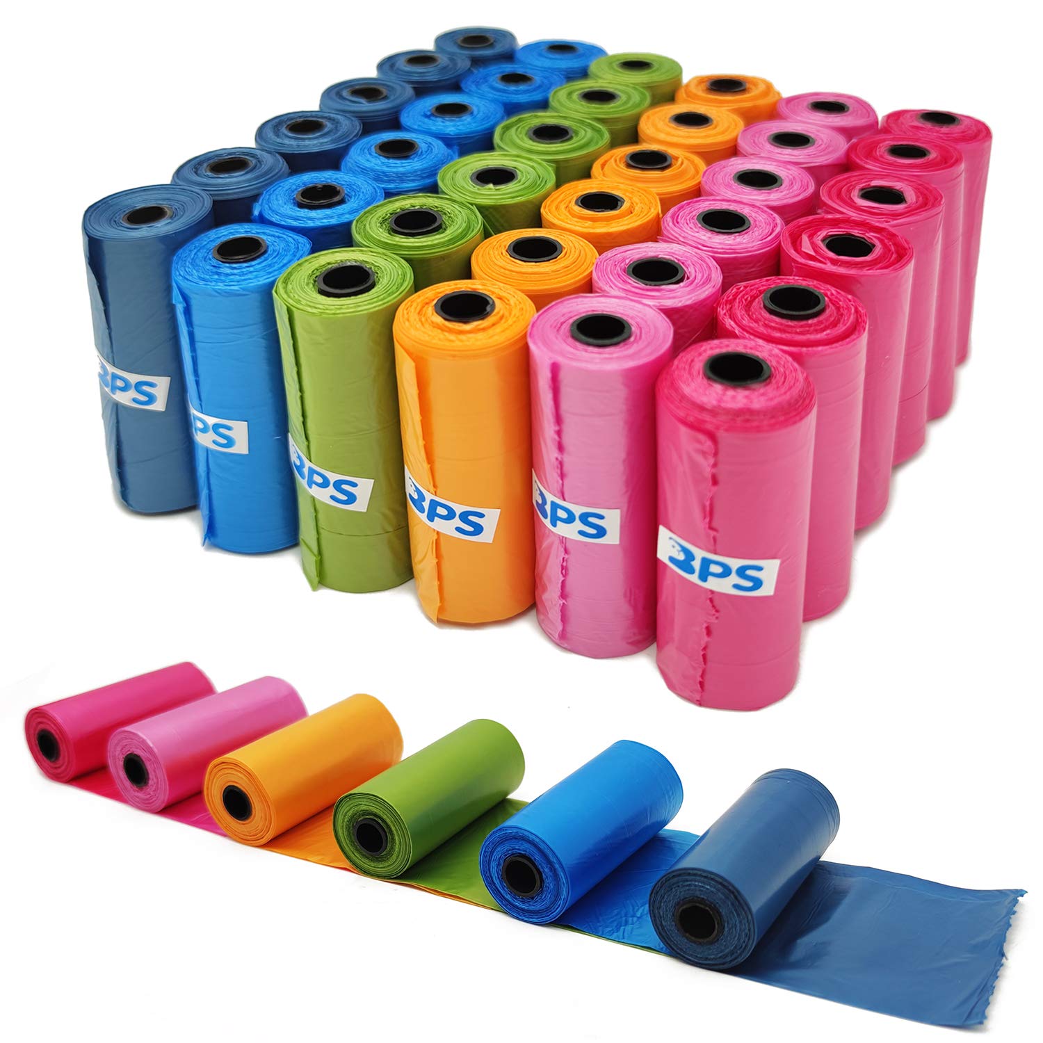 BPS 540 Bolsas de Caca Perro Bolsas para Excrementos de Perros para Mascotas Animales Domésticos Pack de 36 Rollos Multicolor BPS-5395